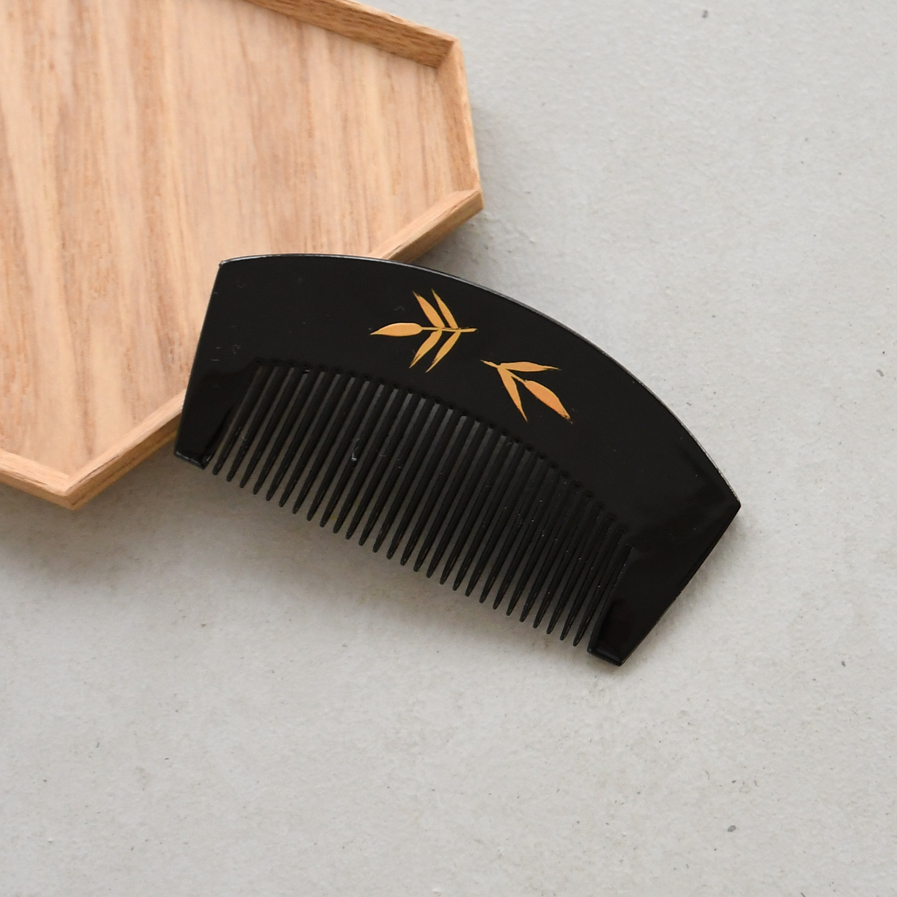 かんざし 櫛 日本製 蒔絵塗り前櫛かんざし 桔梗・螺鈿 髪飾り 螺鈿