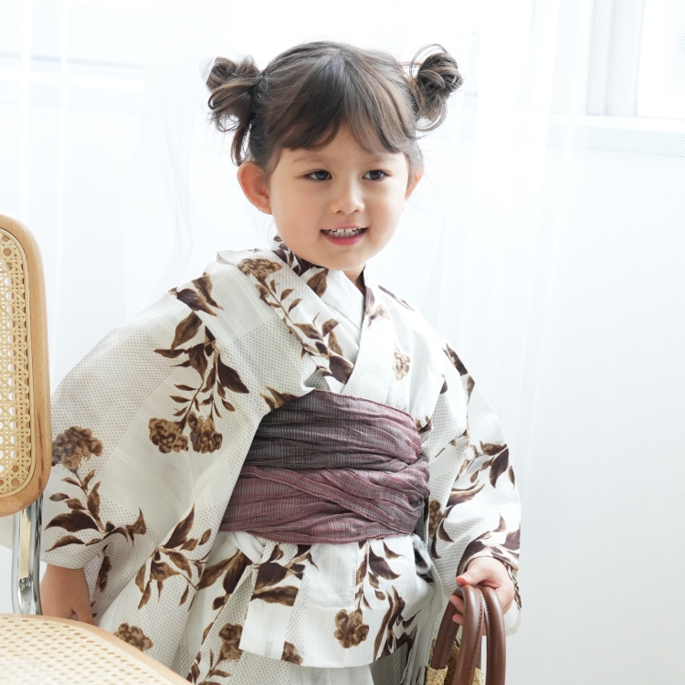 浴衣 子供 女の子 3点セット（浴衣 帯 下駄） ニコアンティーク 古典柄