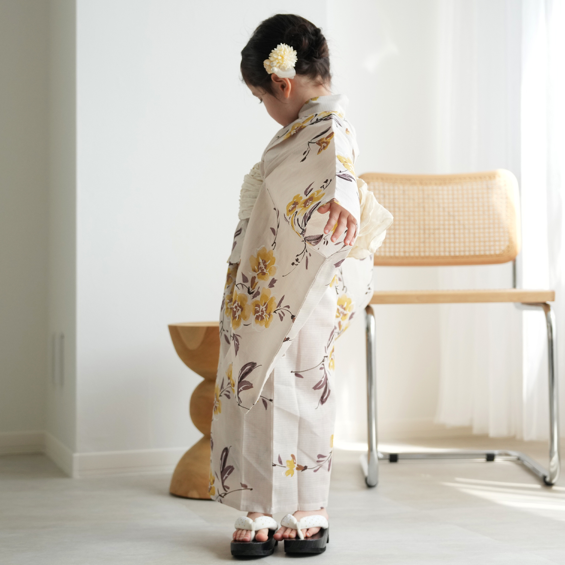 ひよこ商店　浴衣 浴衣 子供 女の子 ひよこ商店 kids 高級変わり織 子供浴衣3点