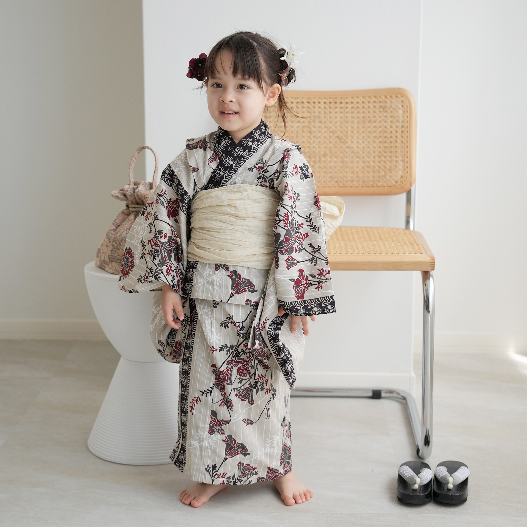 utatane 浴衣 子供 女の子 kids 高級変わり織 子供浴衣3点セット