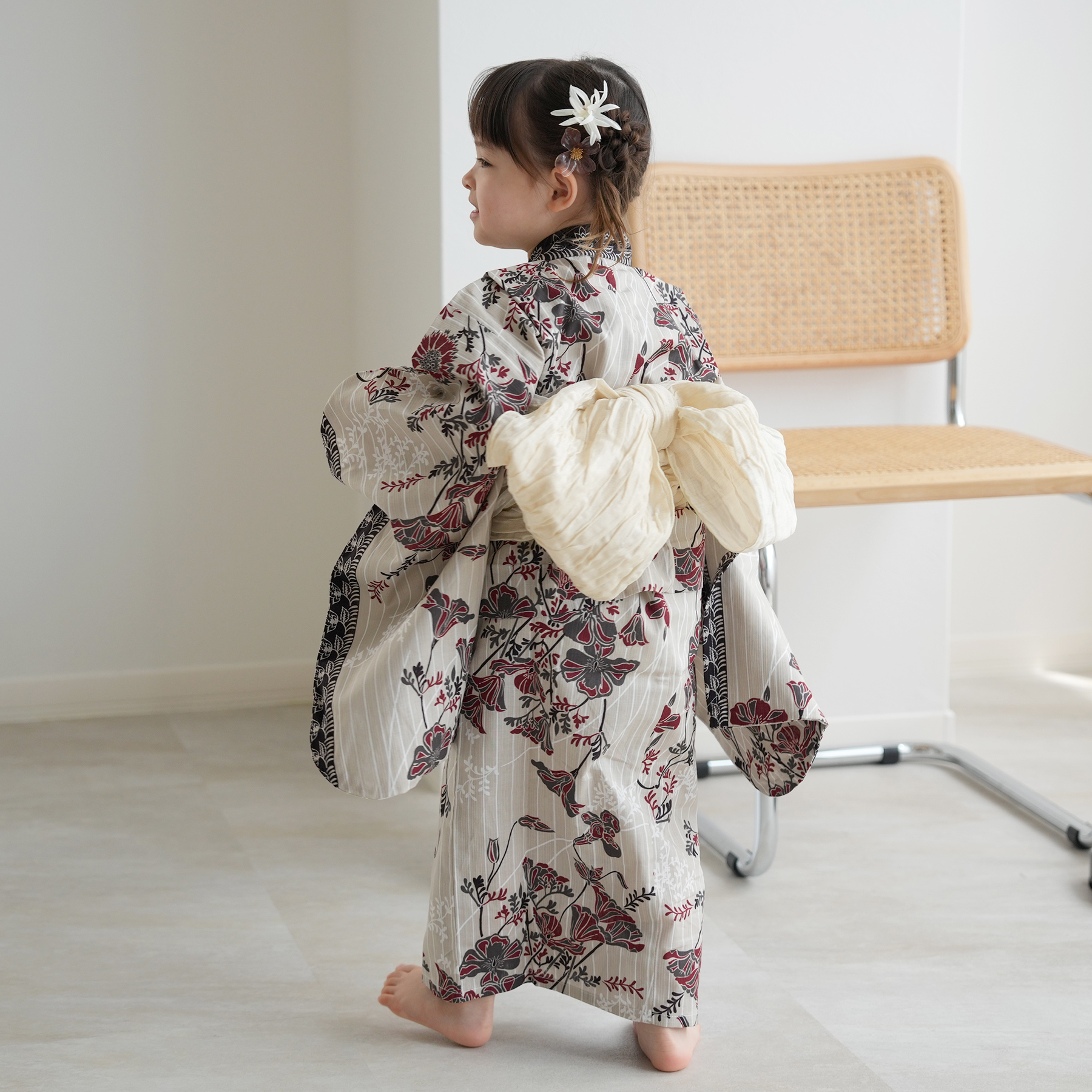 utatane 浴衣 子供 女の子 kids 高級変わり織 子供浴衣3点セット