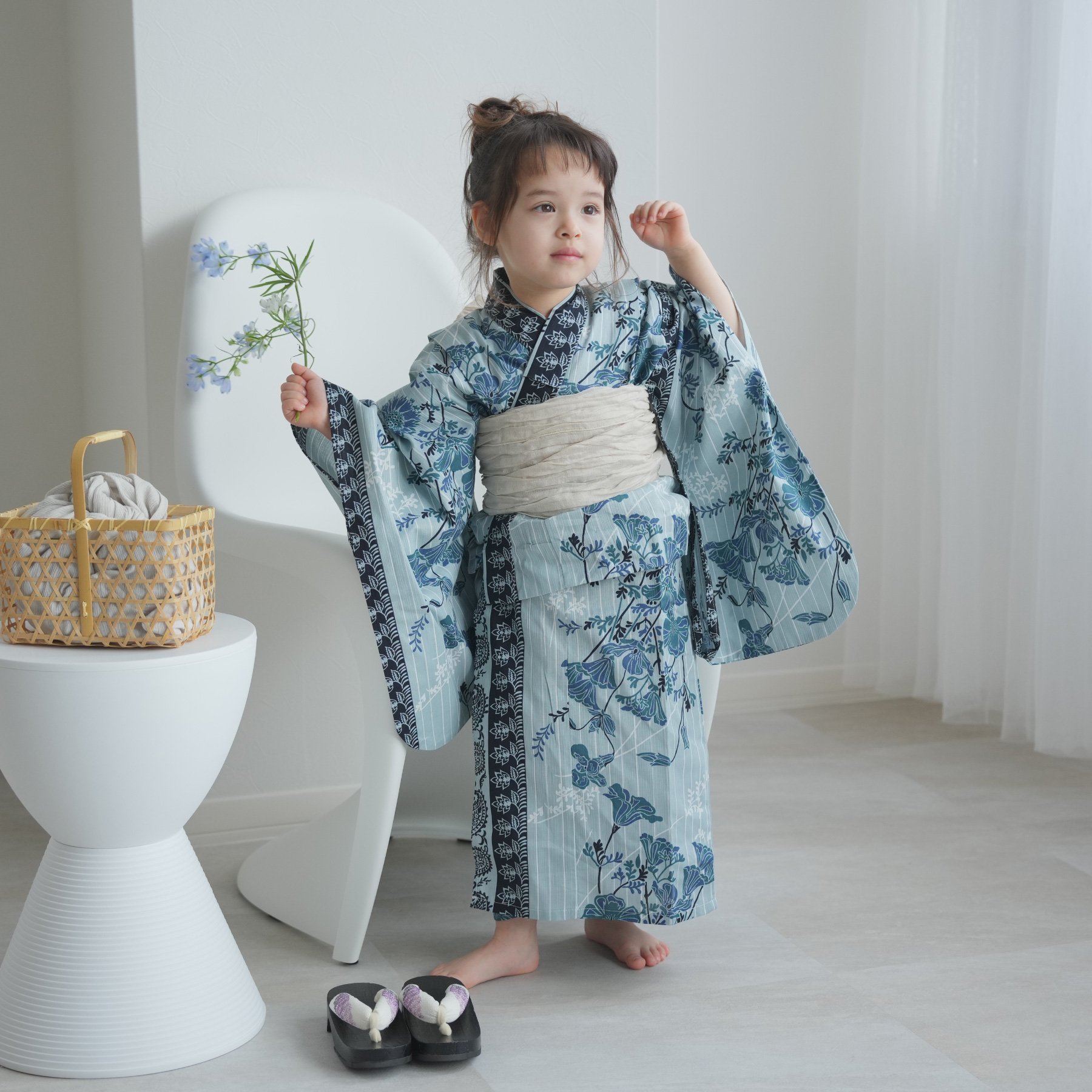 utatane 浴衣 子供 女の子 kids 高級変わり織 子供浴衣3点セット