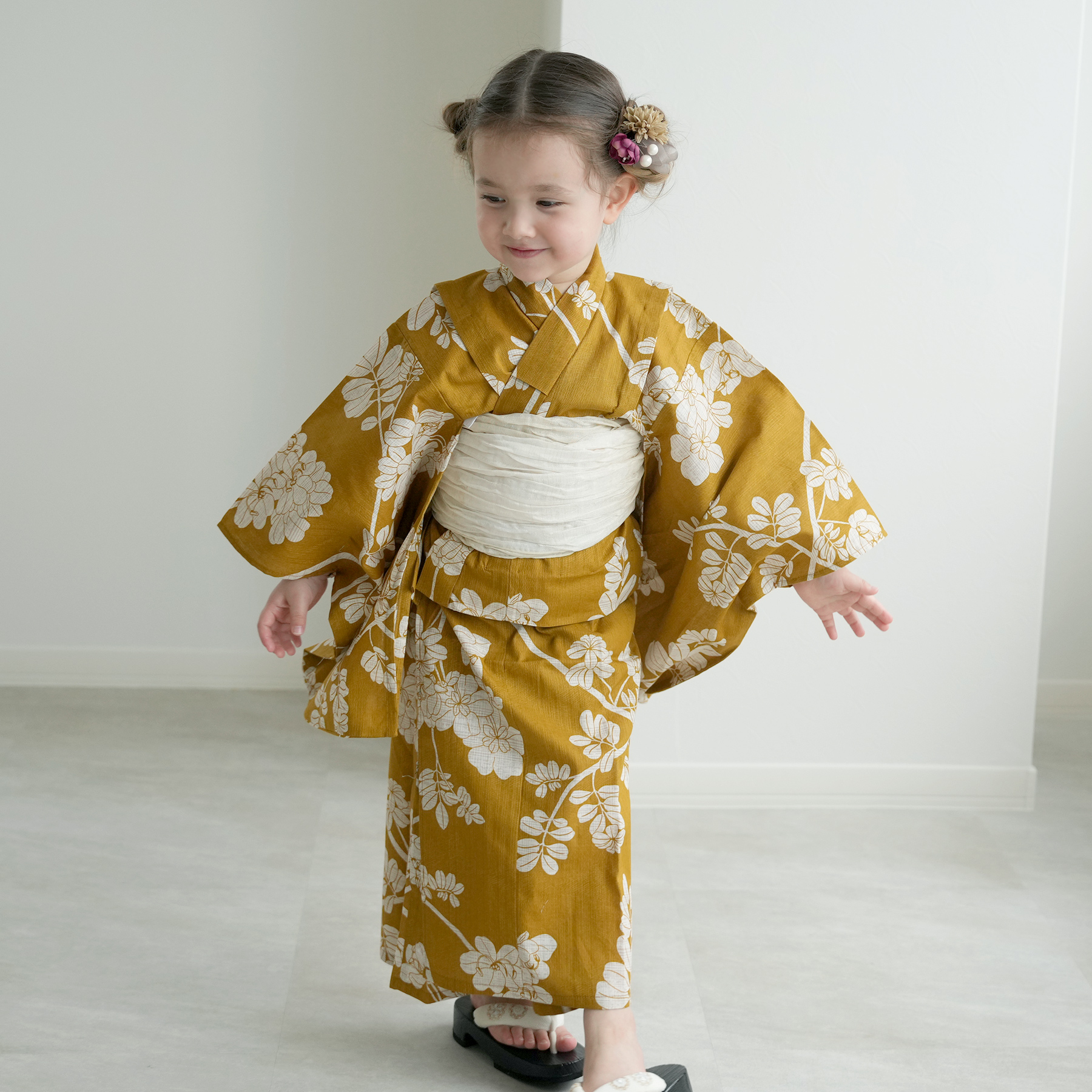 utatane 浴衣 子供 女の子 kids 高級変わり織 子供浴衣3点セット