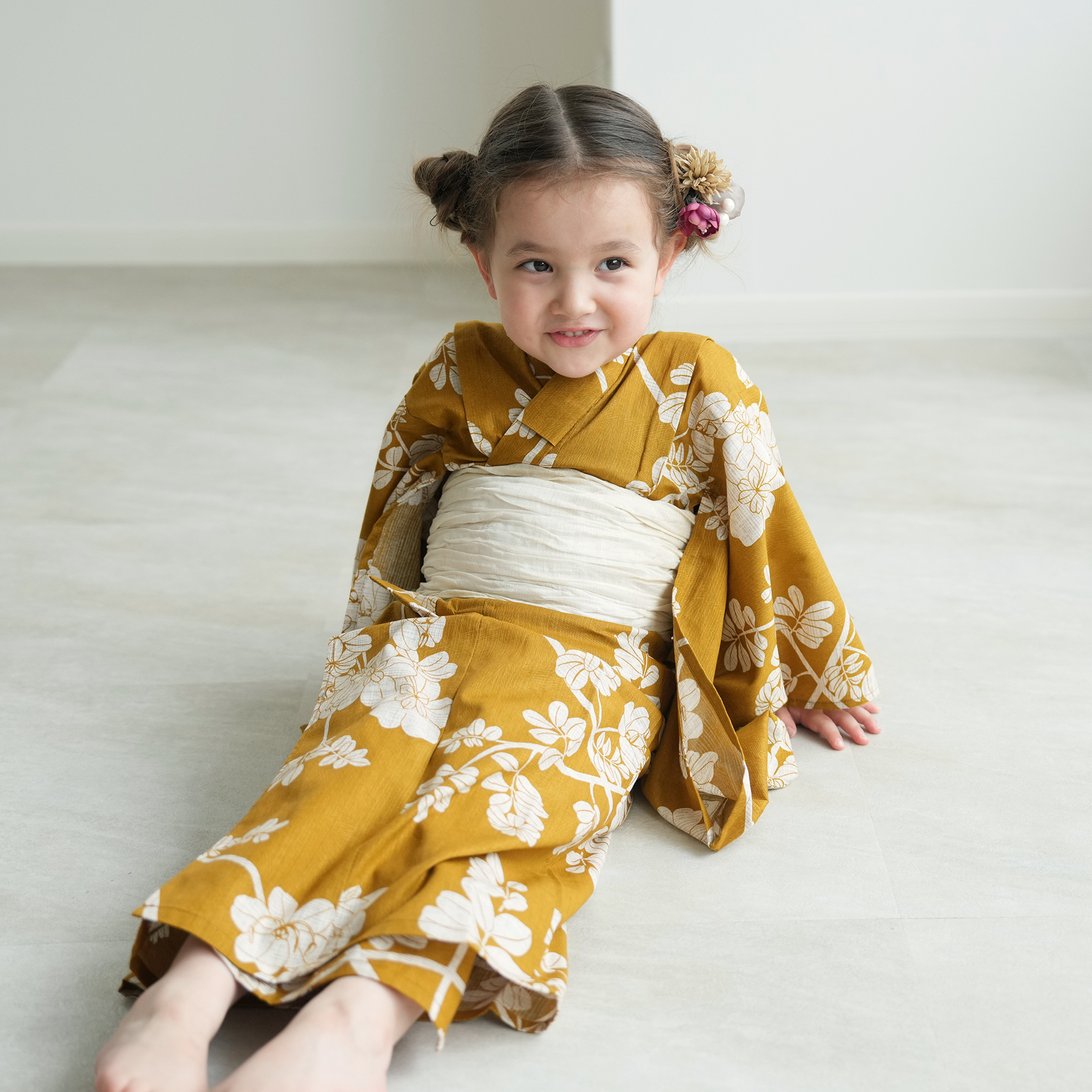 utatane 浴衣 子供 女の子 kids 高級変わり織 子供浴衣3点セット