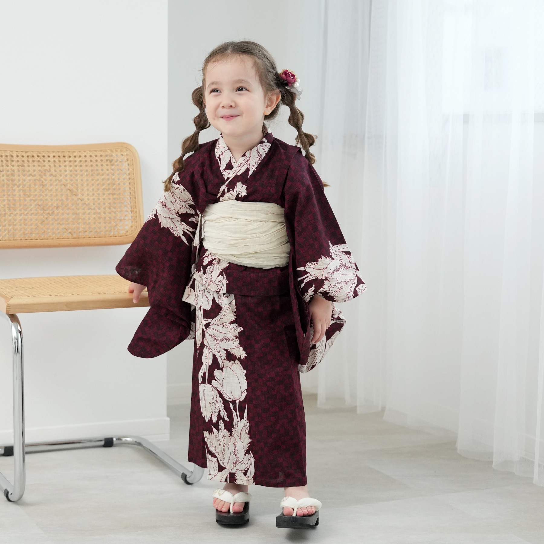 utatane　高級変わり織 子供浴衣 utatane 浴衣 子供 女の子 kids 高級変わり織 子供浴衣3点セット