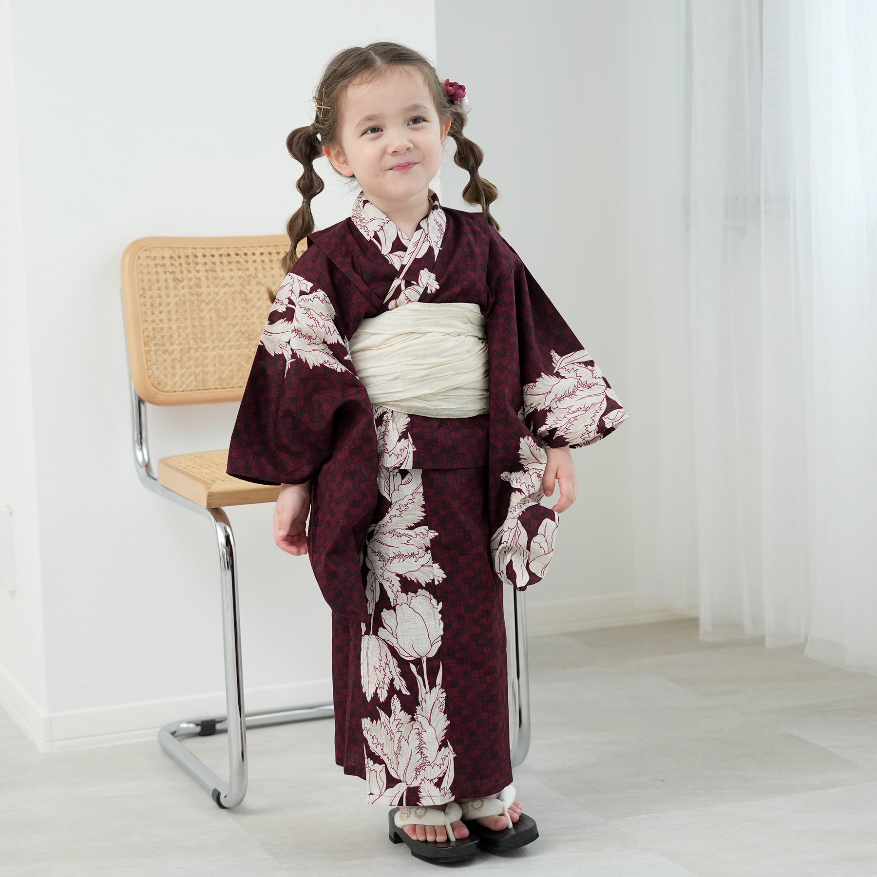 utatane 浴衣 子供 女の子 kids 高級変わり織 子供浴衣3点セット