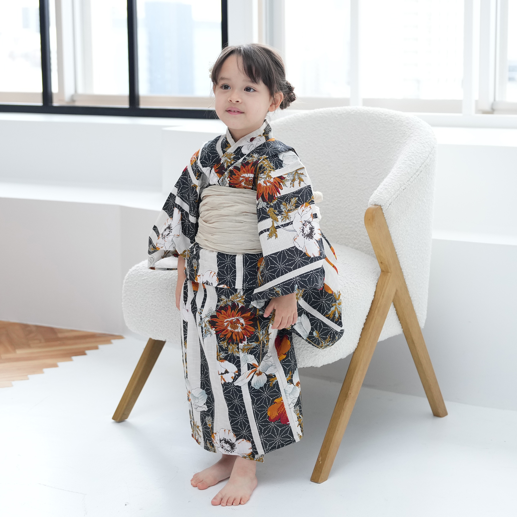 utatane 浴衣 子供 女の子 utatane kids 高級変わり織 子供浴衣3点