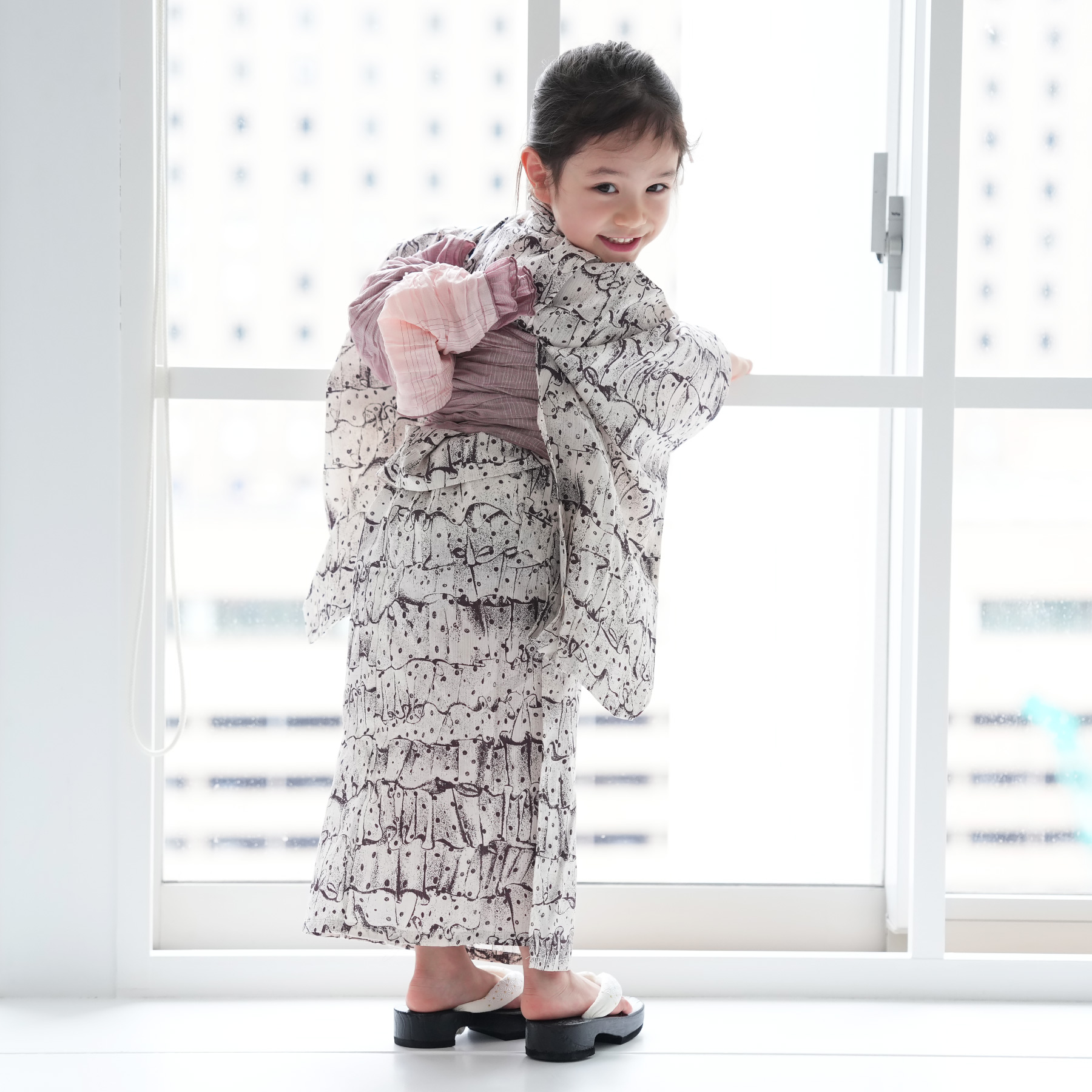 浴衣 子供 女の子 ニコアンティーク kids 子供浴衣3点セット フリル 