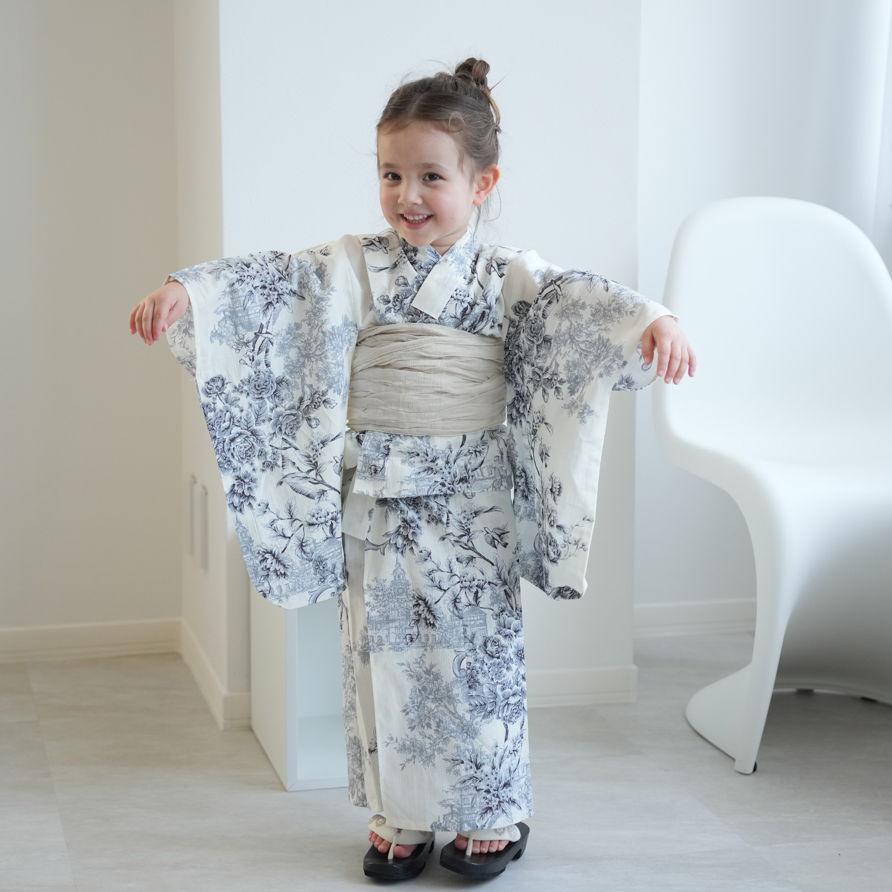浴衣 子供 女の子 ニコアンティーク kids 高級変わり織 子供浴衣