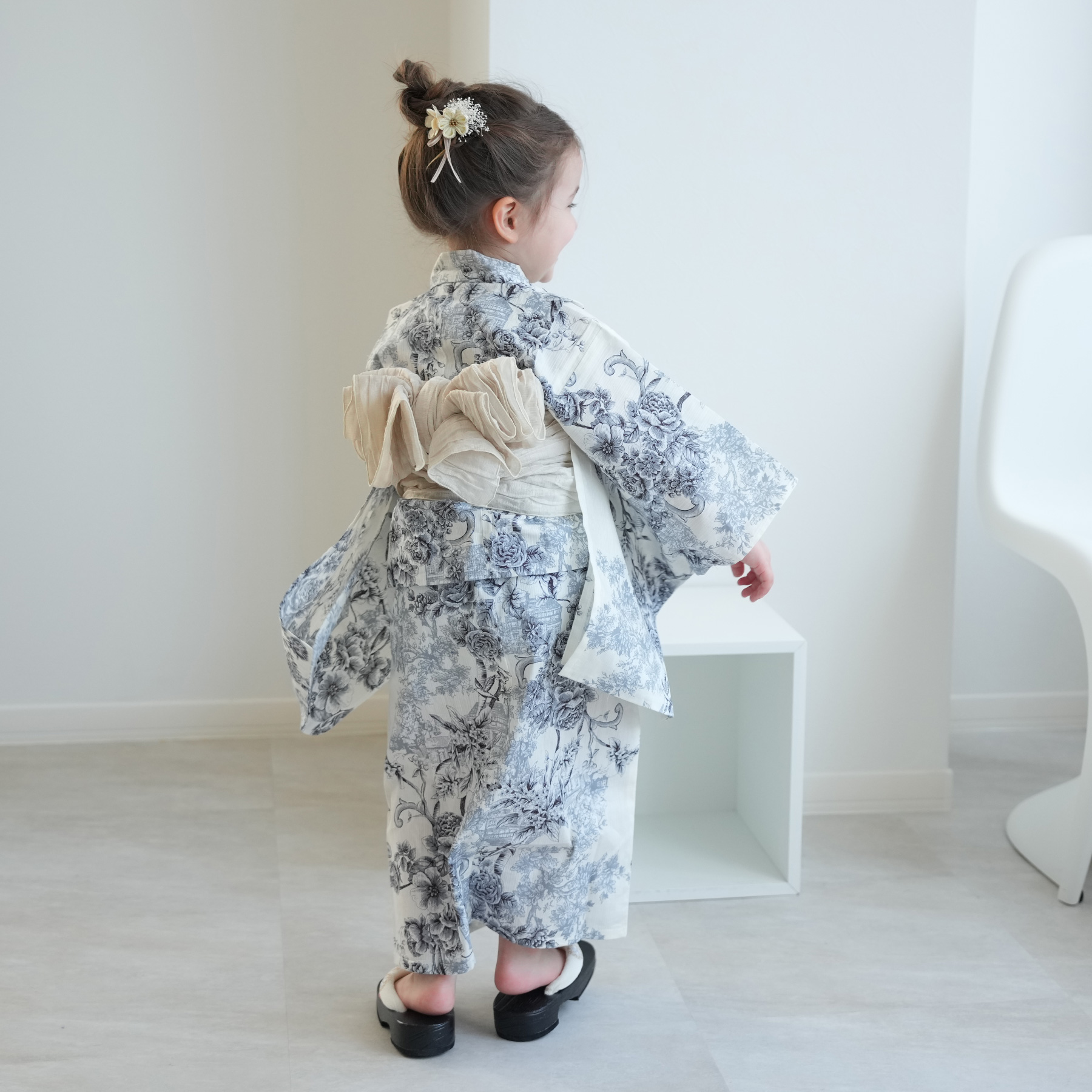浴衣 子供 女の子 ニコアンティーク kids 高級変わり織 子供浴衣