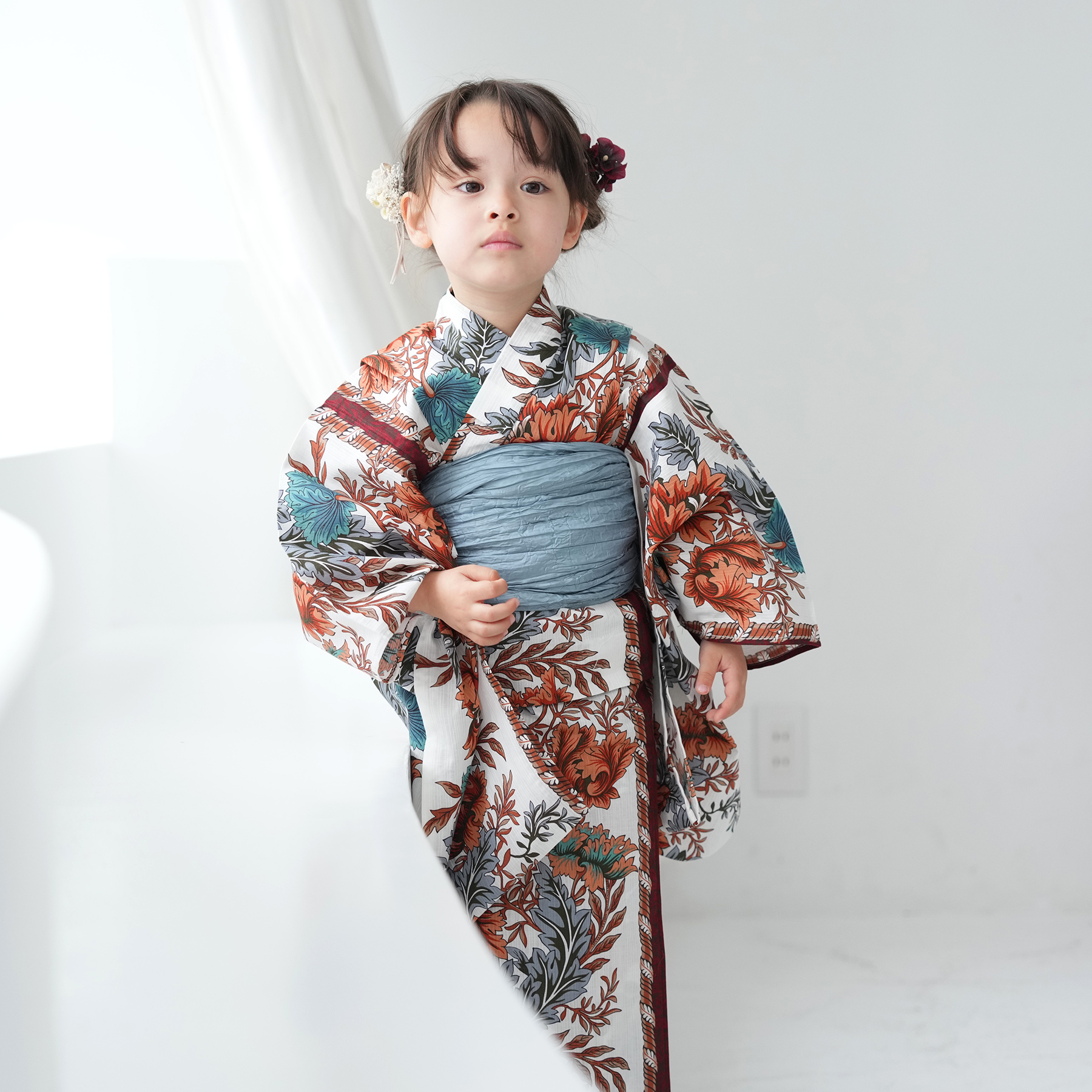 浴衣 子供 女の子 ニコアンティーク kids 高級変わり織 子供浴衣