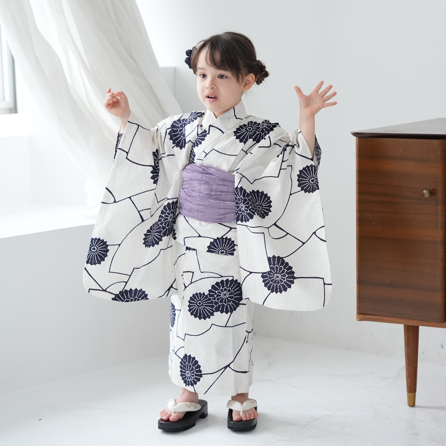 浴衣 子供 女の子 ニコアンティーク kids 高級変わり織 子供浴衣