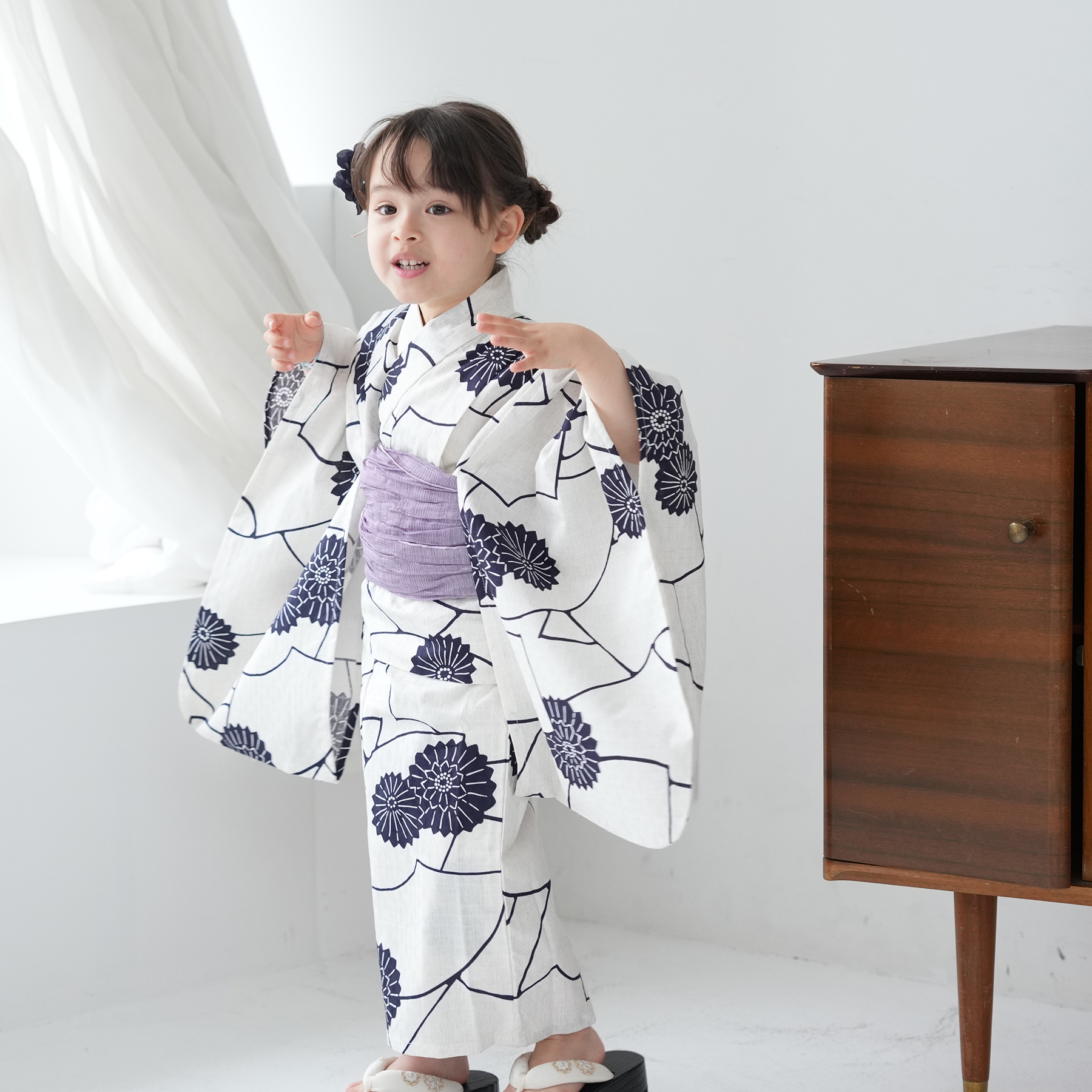 浴衣 子供 女の子 ニコアンティーク kids 高級変わり織 子供浴衣