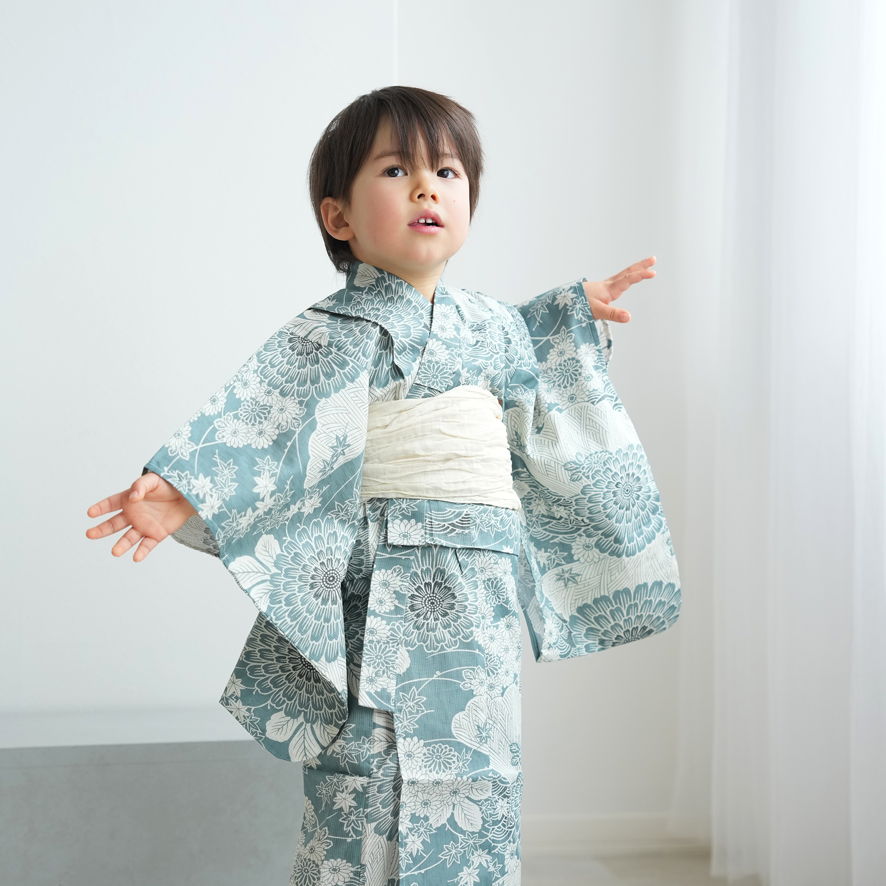 浴衣 子供 女の子 男の子 ひよこ商店 高級変わり織 子供浴衣3点セット