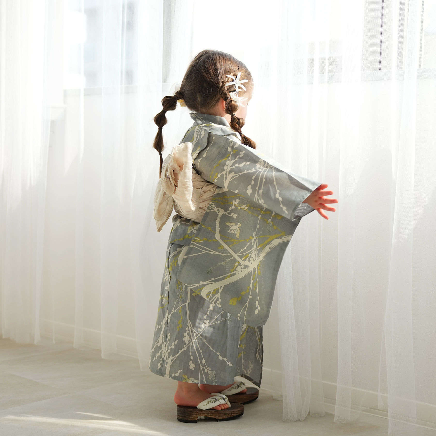 浴衣 子供 女の子 男の子 ひよこ商店 高級変わり織 子供浴衣3点セット