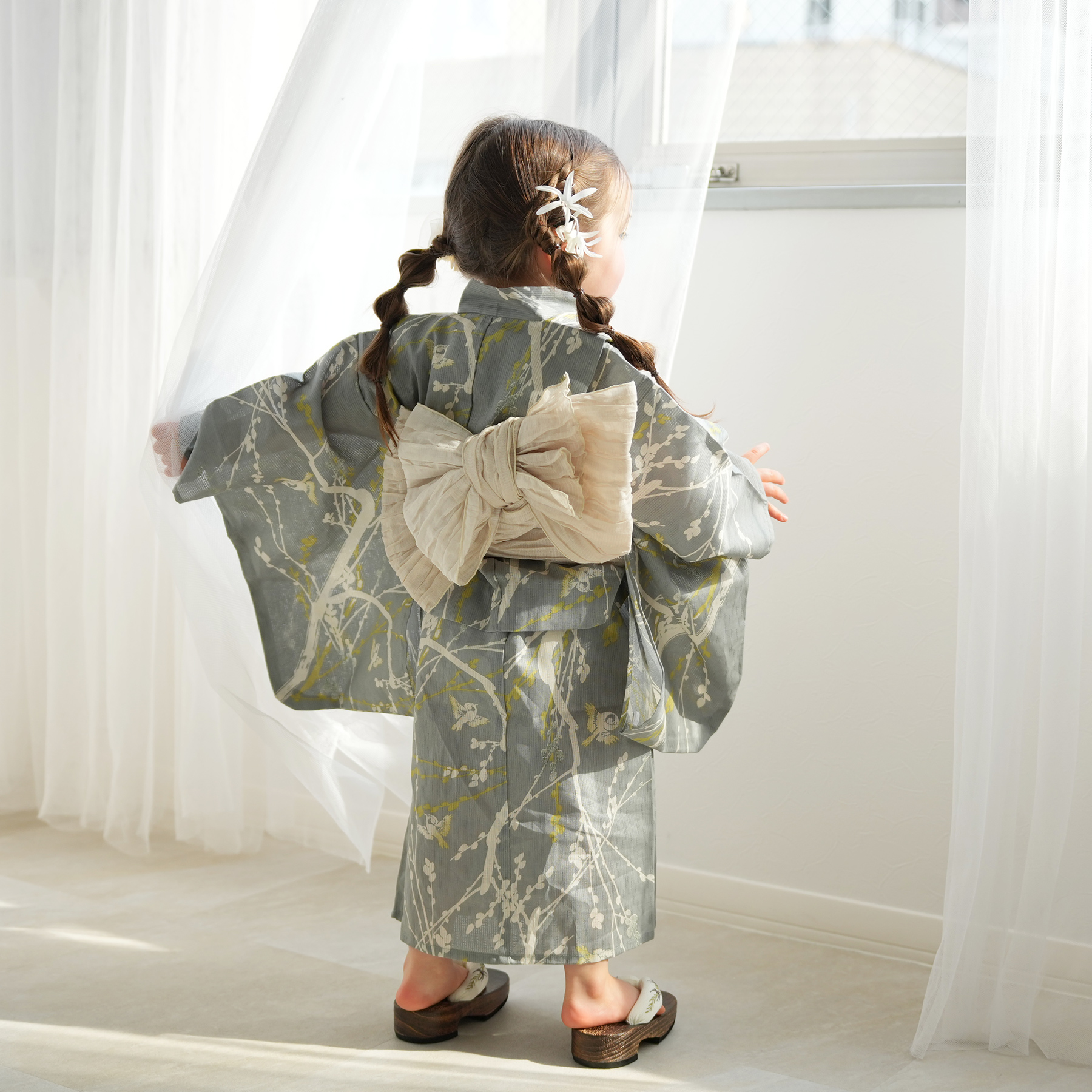 浴衣 子供 女の子 男の子 ひよこ商店 高級変わり織 子供浴衣3点セット