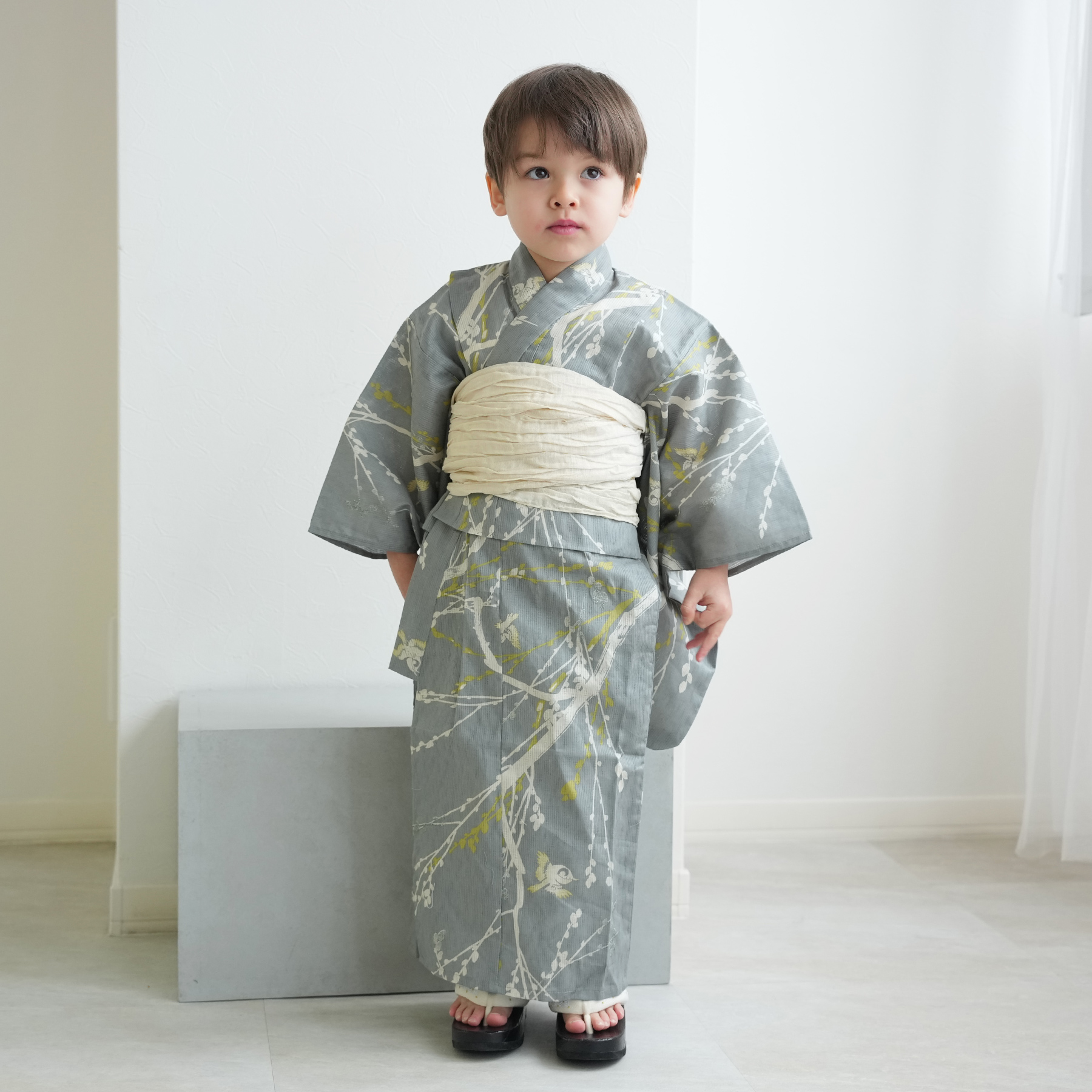浴衣 子供 女の子 男の子 ひよこ商店 高級変わり織 子供浴衣3点セット
