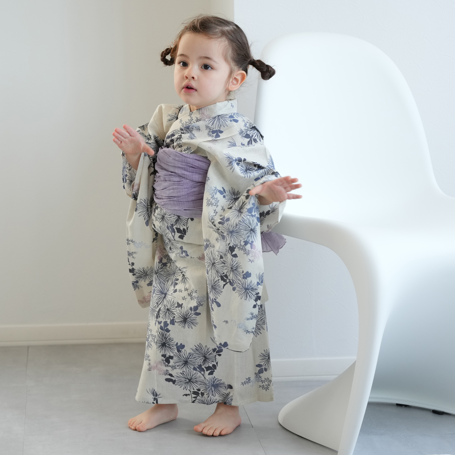 新品　ひよこ商店 浴衣　帯　下駄　3点セット 子供浴衣3点セット（浴衣/帯/下駄） ひよこ商店 キッズ ゆかた