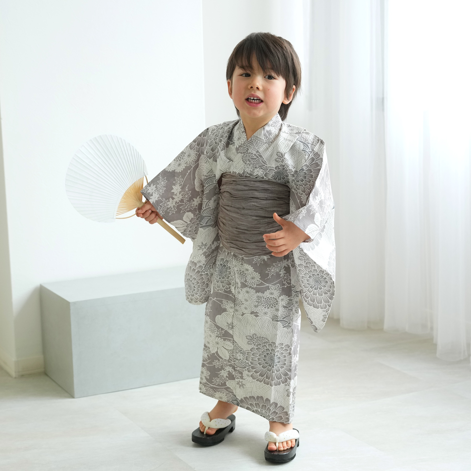 浴衣 子供 女の子 男の子 ひよこ商店 高級変わり織 子供浴衣3点セット