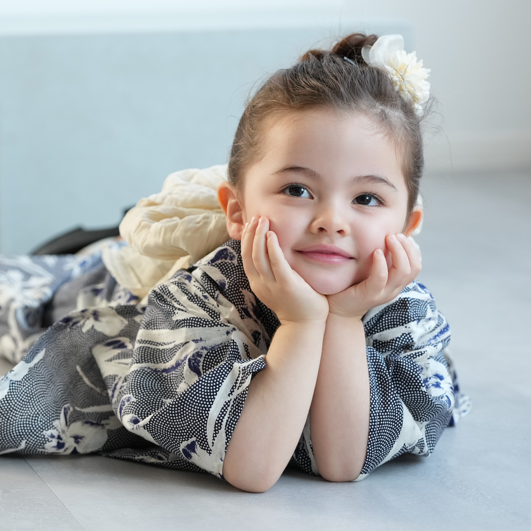 utatane×Acka.］kids 鮫小紋と菖蒲 navy 浴衣3set : 浴衣通販 utatane