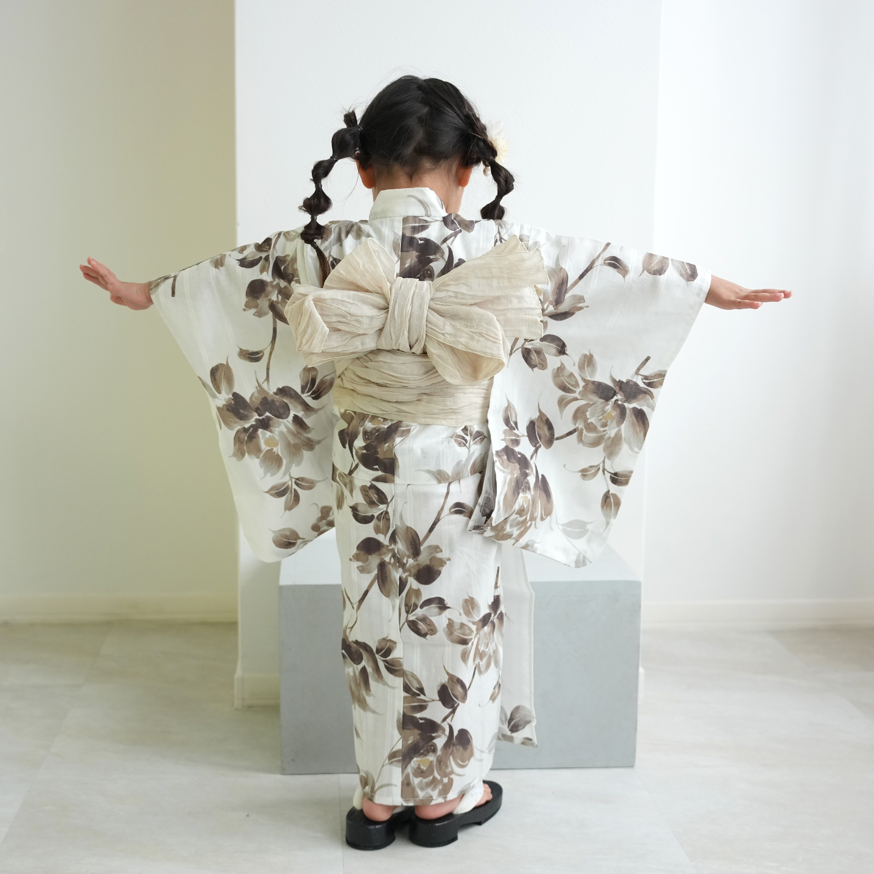utatane×Acka.］kids 山茶花 white（lame）浴衣3set ○ : 浴衣通販