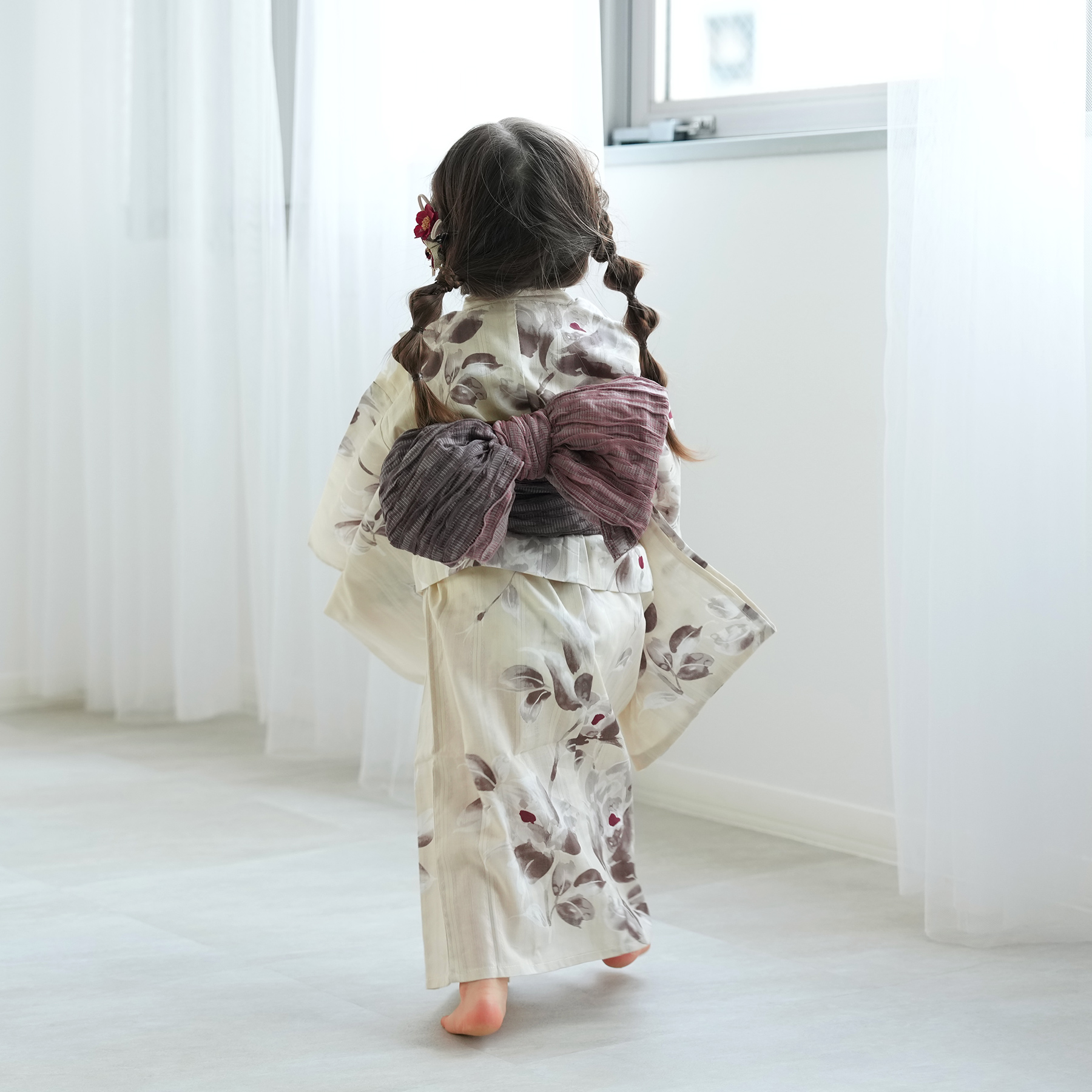 utatane×Acka.］kids 山茶花 beige 浴衣3set ○ : 浴衣通販 utatane
