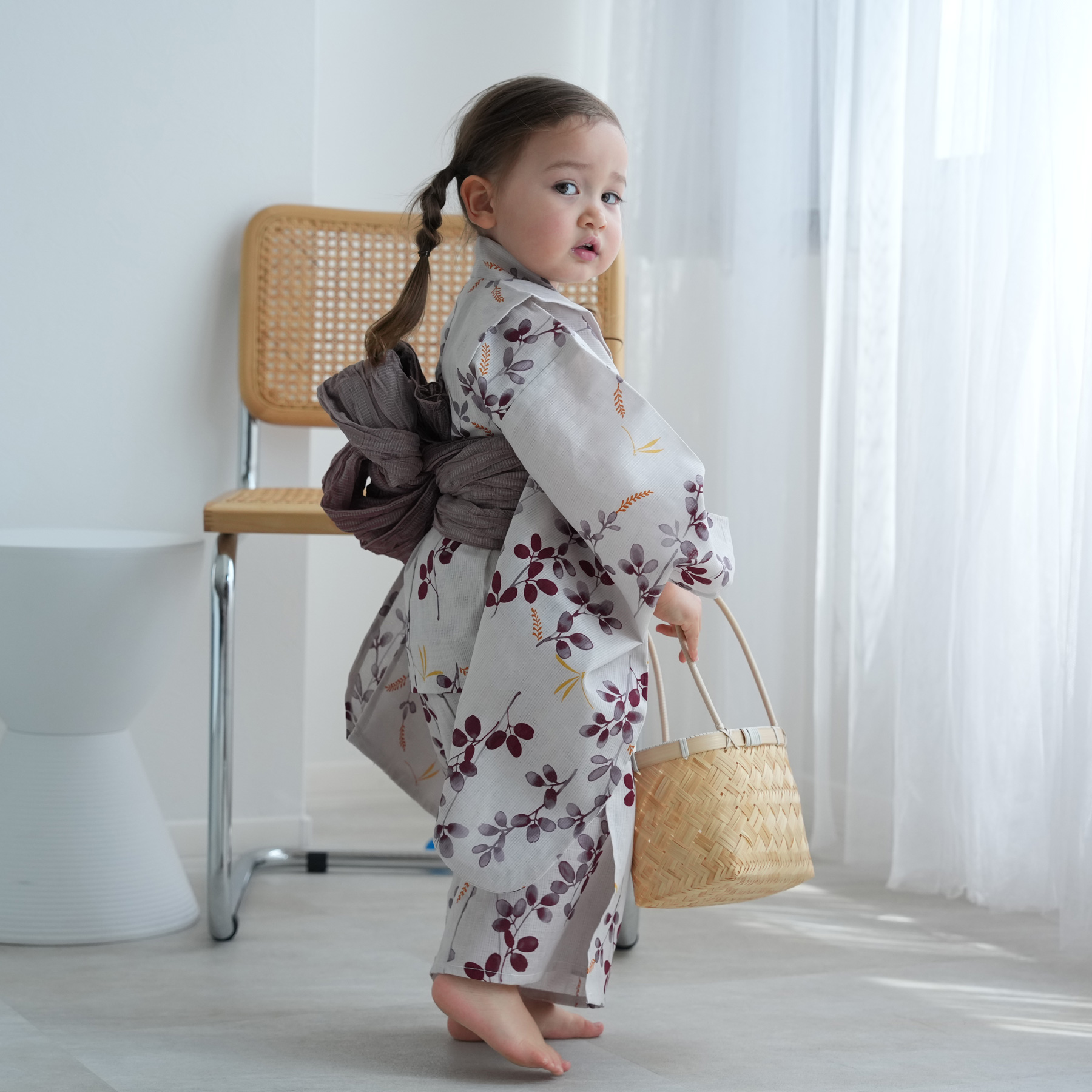 utatane 浴衣 子供 女の子 kids 高級変わり織 子供浴衣3点セット