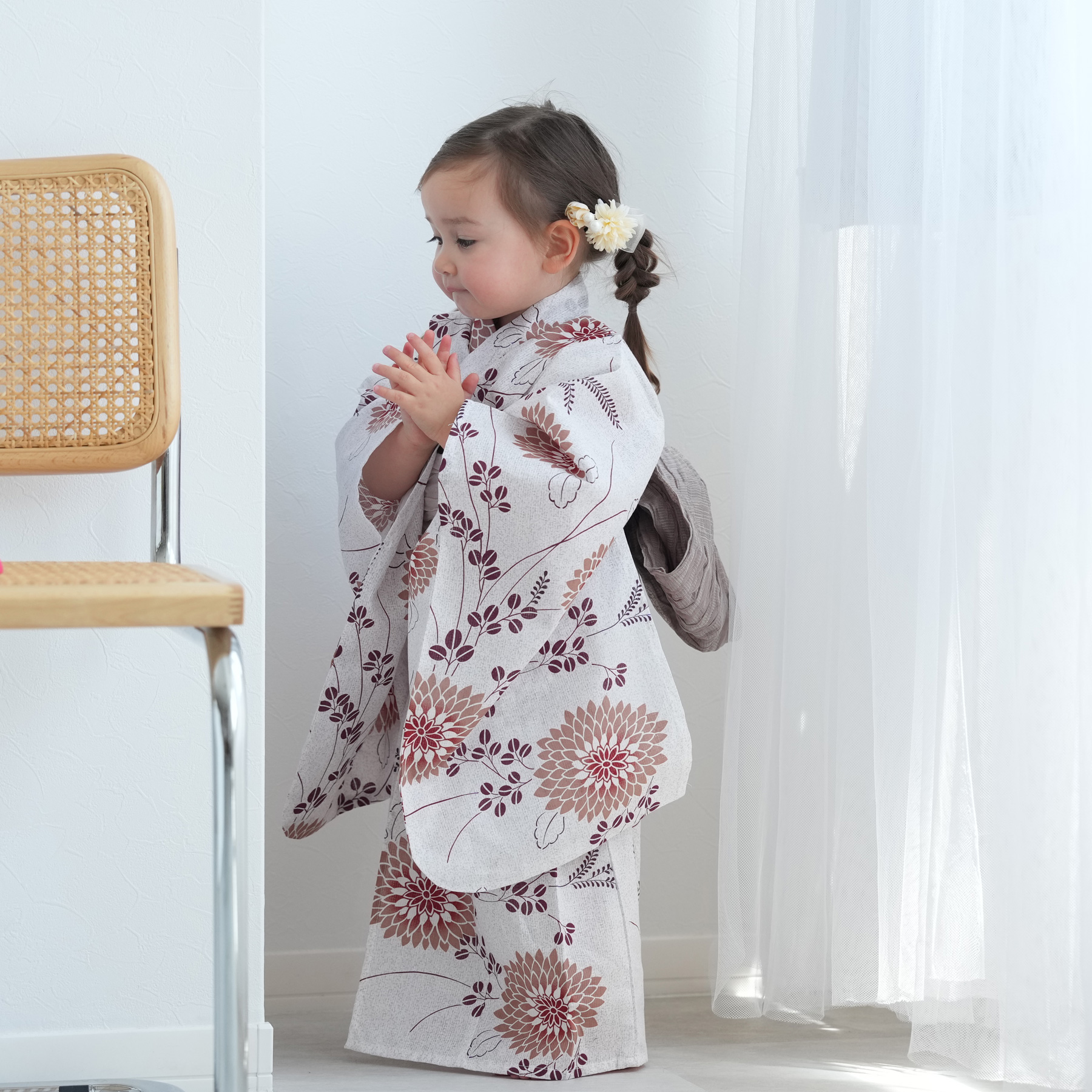 utatane 浴衣 子供 女の子 kids 高級変わり織 子供浴衣3点セット