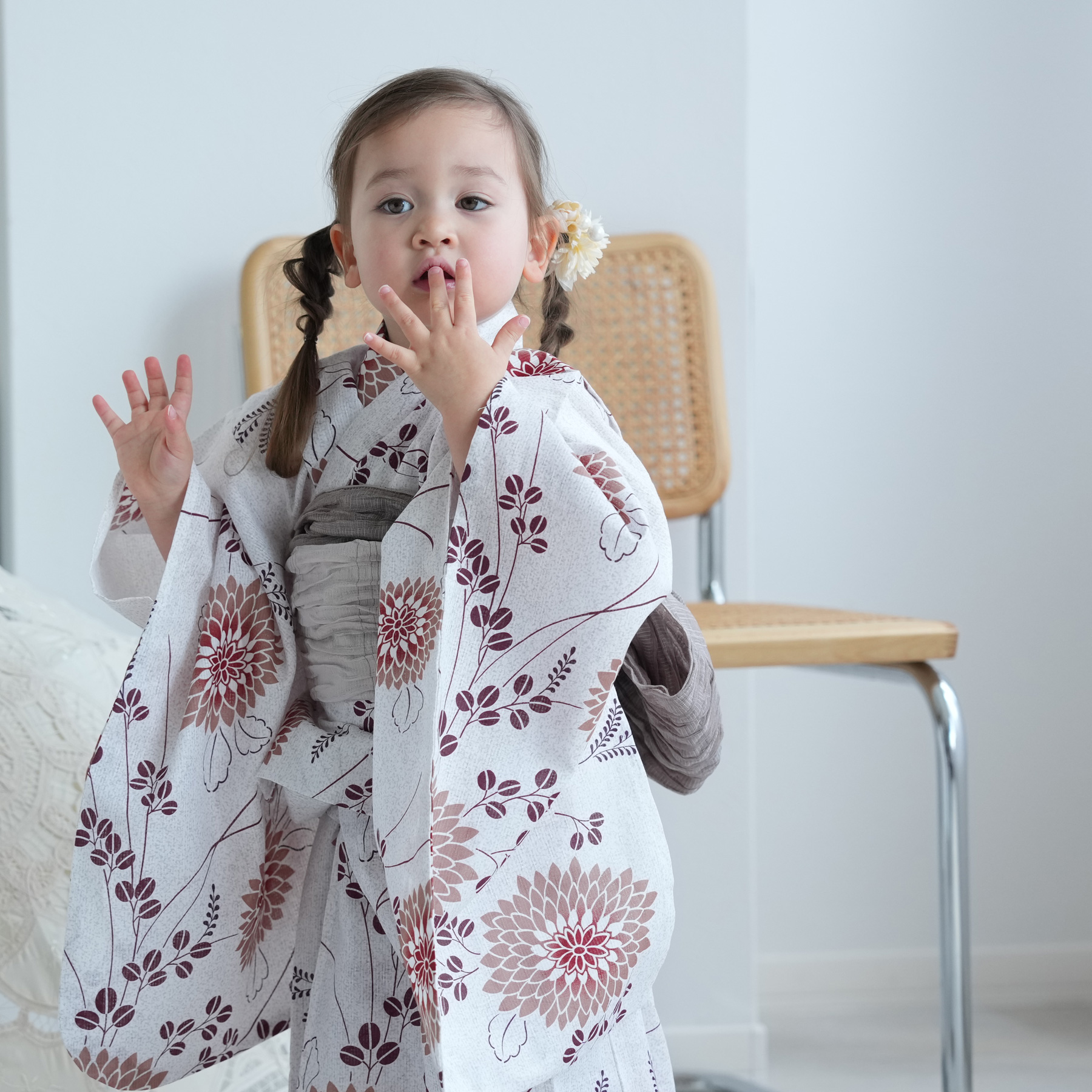 utatane 浴衣 子供 女の子 utatane kids 高級変わり織 子供浴衣3点