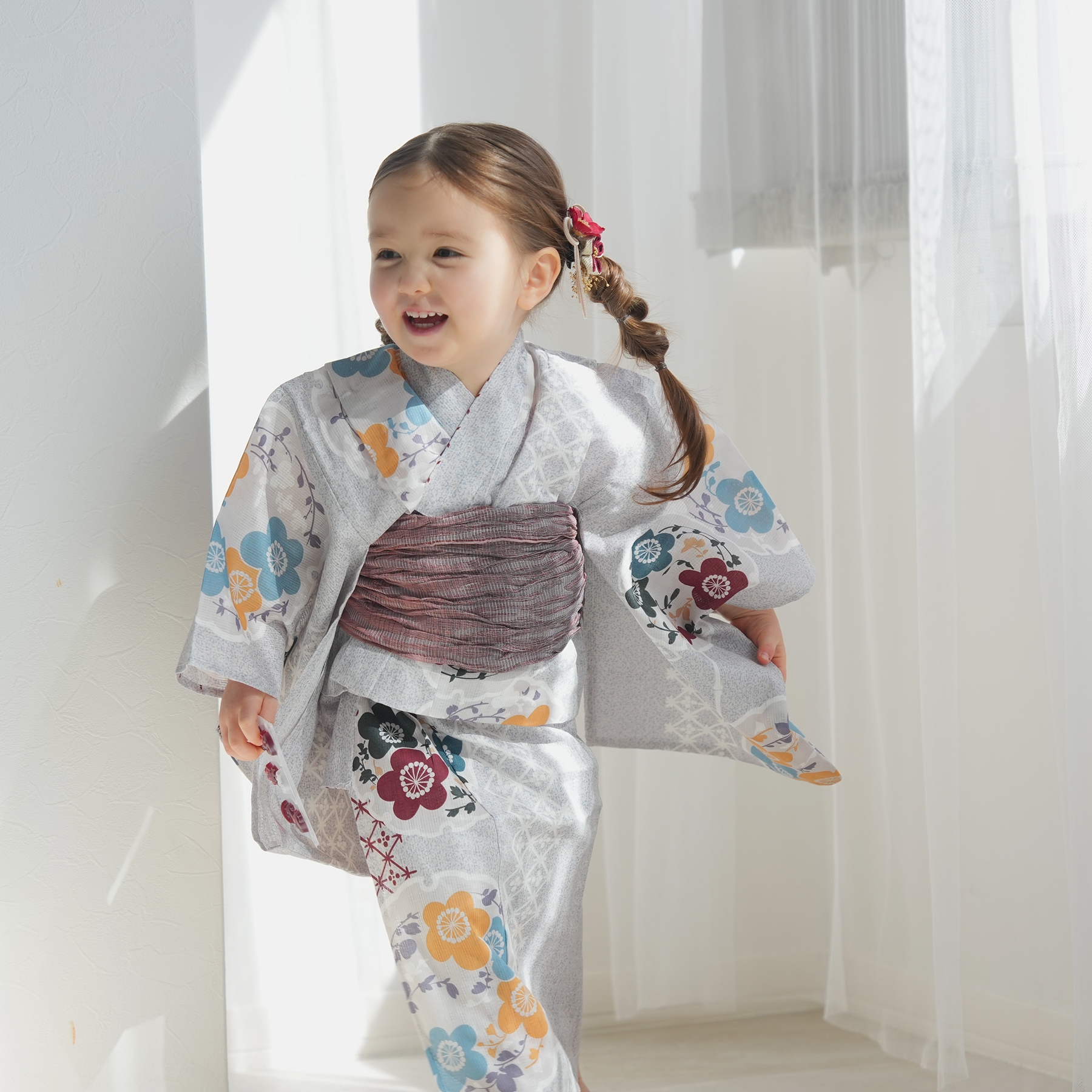 utatane 浴衣 子供 女の子 utatane kids 高級変わり織 子供浴衣3点