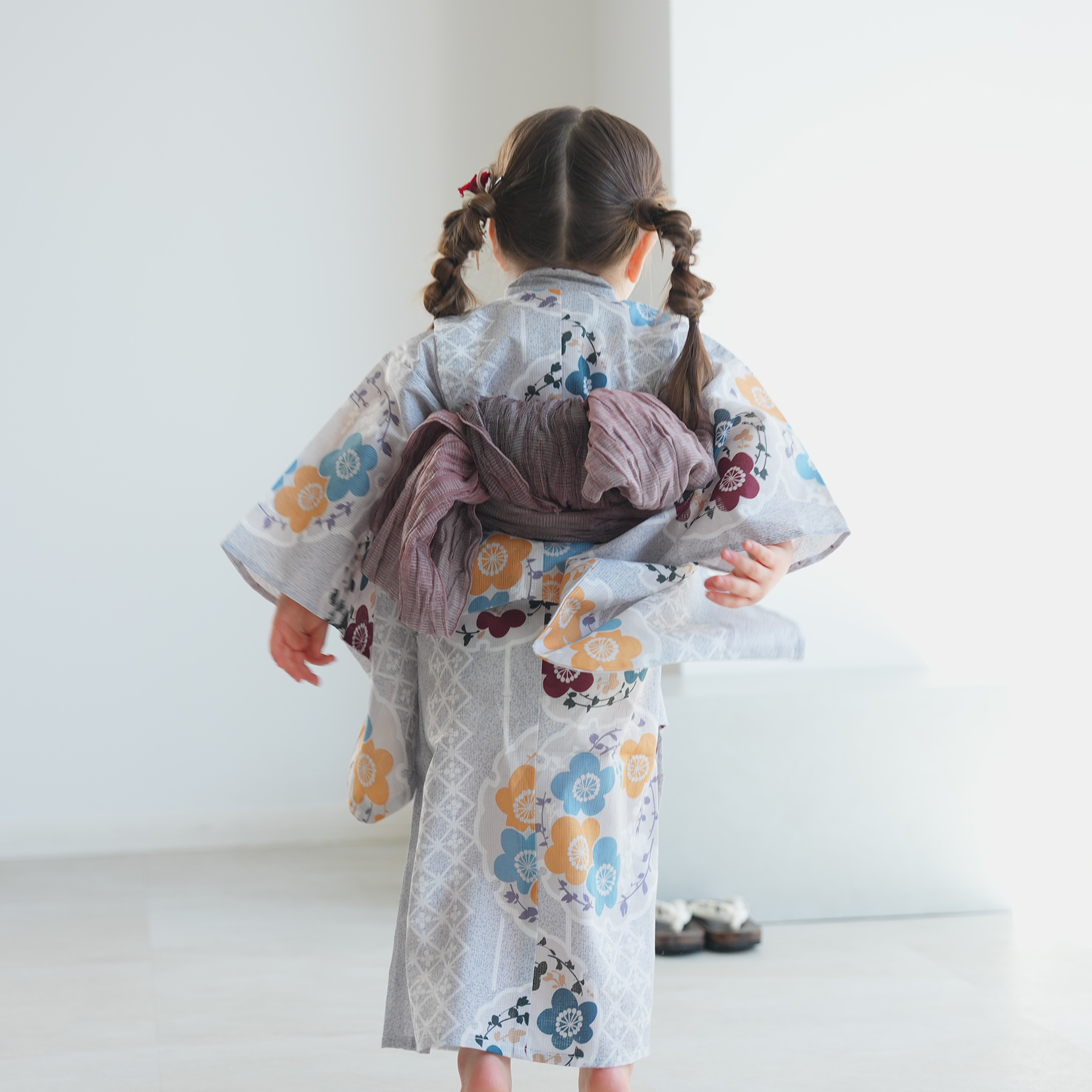 utatane 浴衣 子供 女の子 utatane kids 高級変わり織 子供浴衣3点