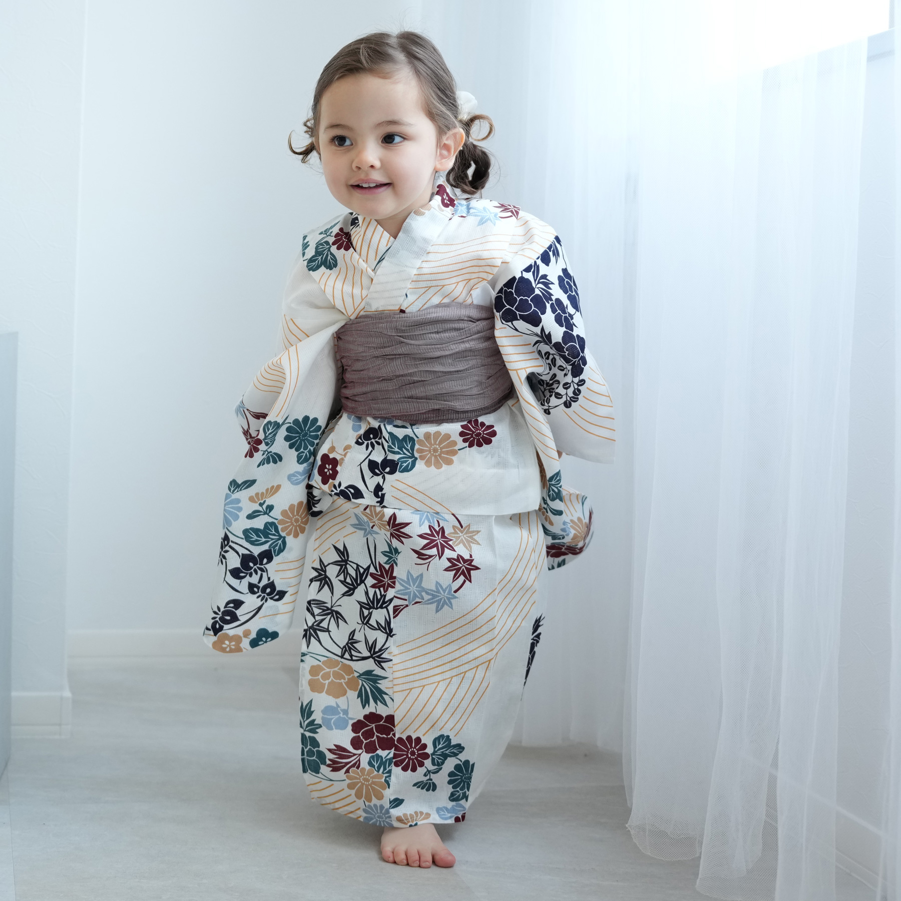 utatane　高級変わり織 子供浴衣 utatane kids 高級変わり織 子供浴衣3点セット（ゆかた・帯