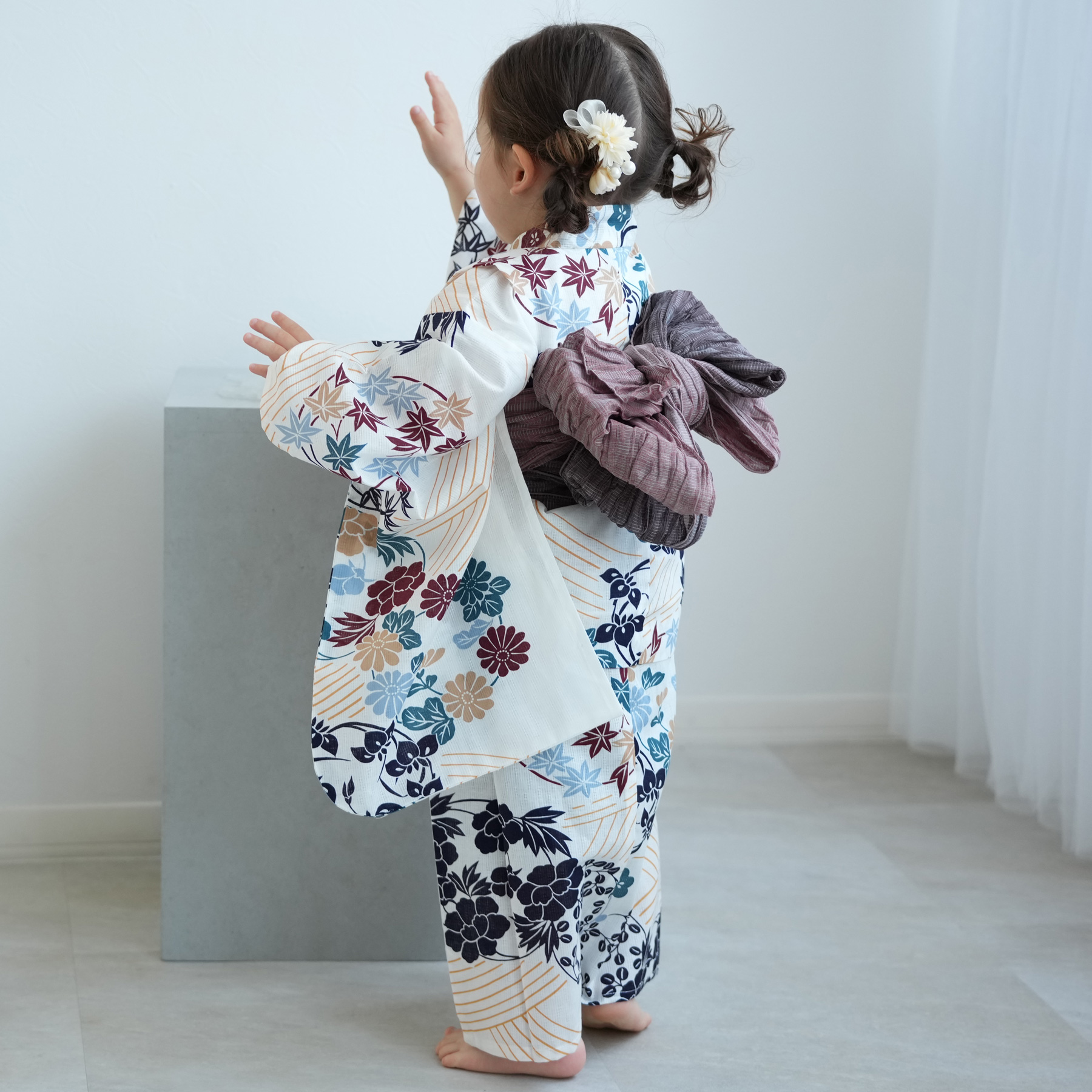 utatane 浴衣 子供 女の子 kids 高級変わり織 子供浴衣3点セット
