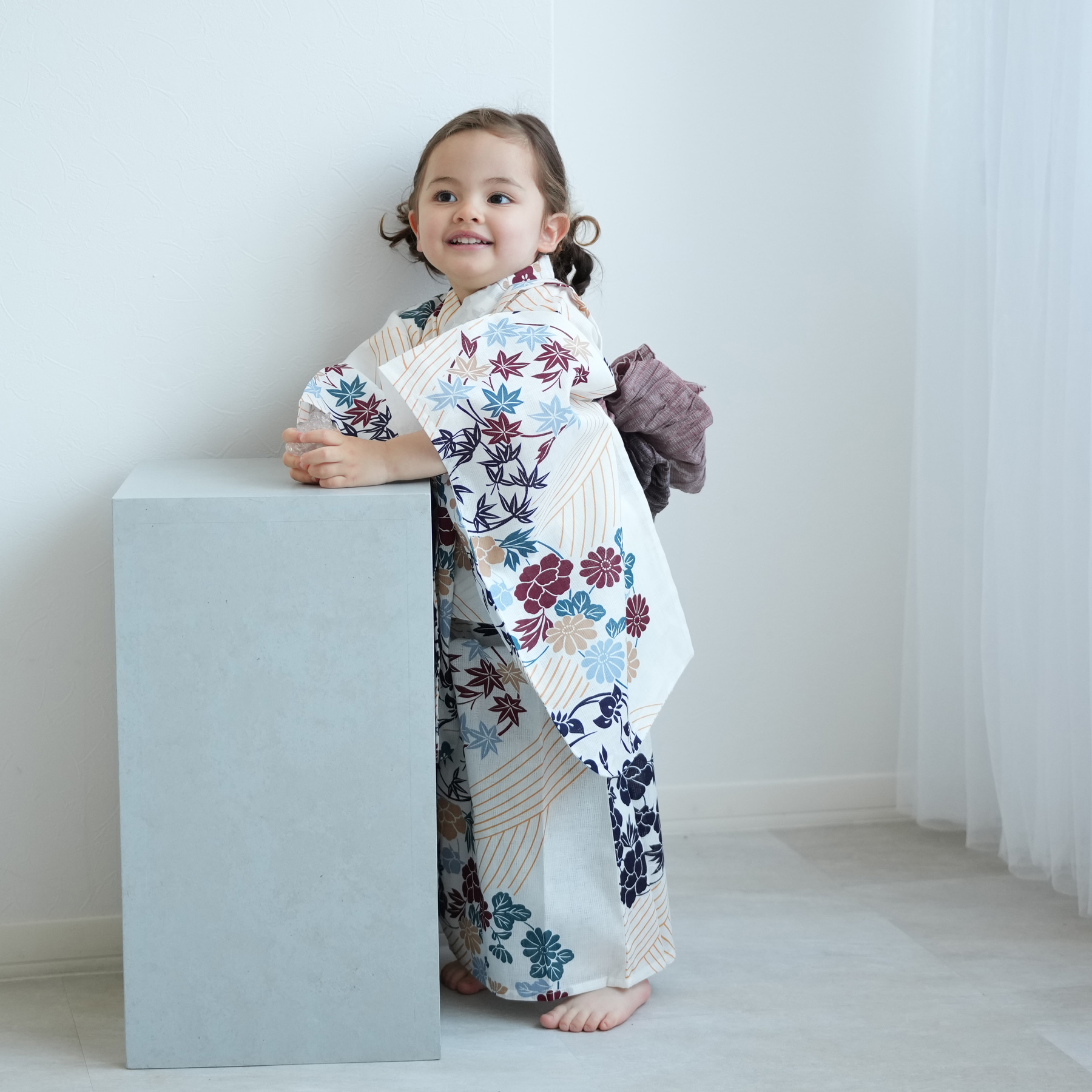 utatane 浴衣 子供 女の子 kids 高級変わり織 子供浴衣3点セット