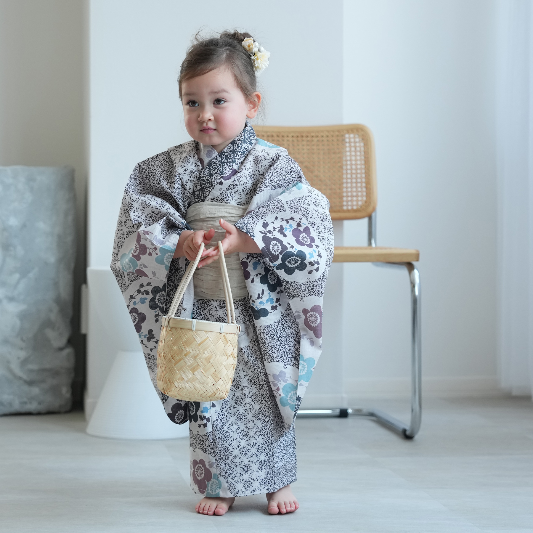 utatane 浴衣 子供 女の子 kids 高級変わり織 子供浴衣3点セット