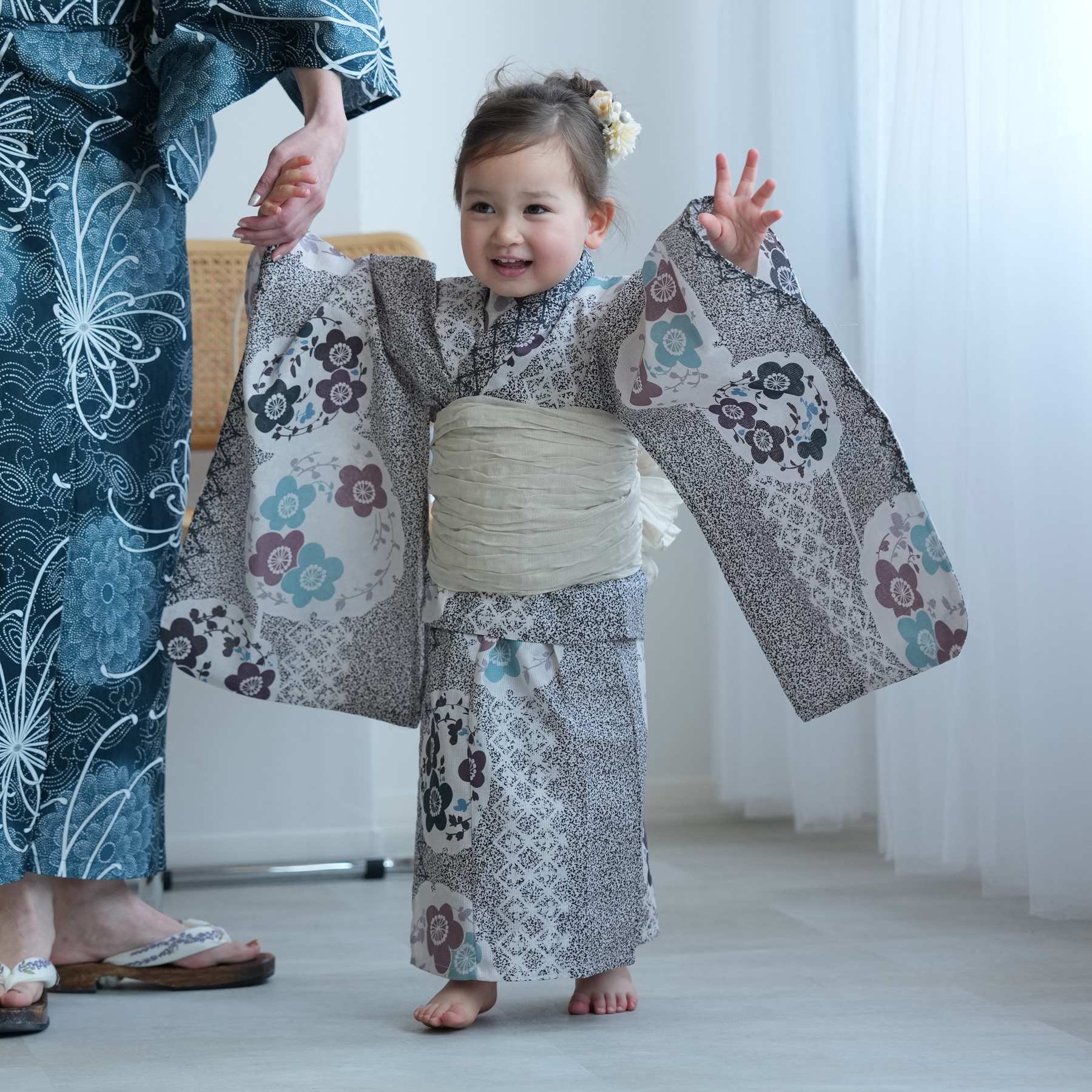 utatane 浴衣 子供 女の子 kids 高級変わり織 子供浴衣3点セット