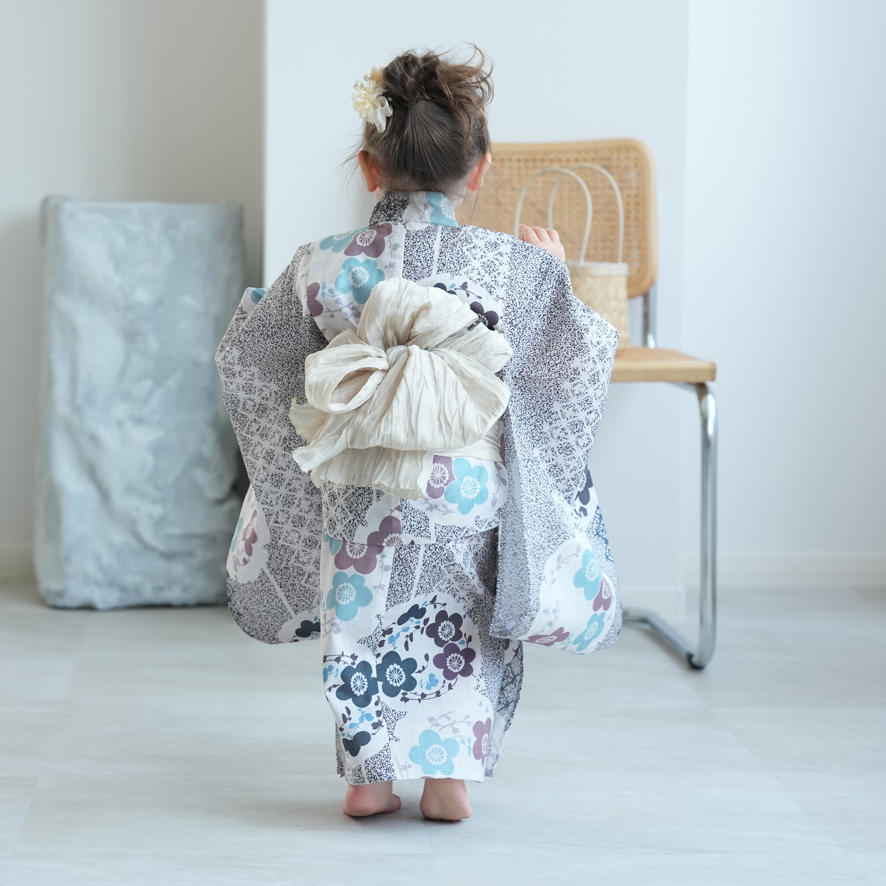 utatane 浴衣 子供 女の子 utatane kids 高級変わり織 子供浴衣3点