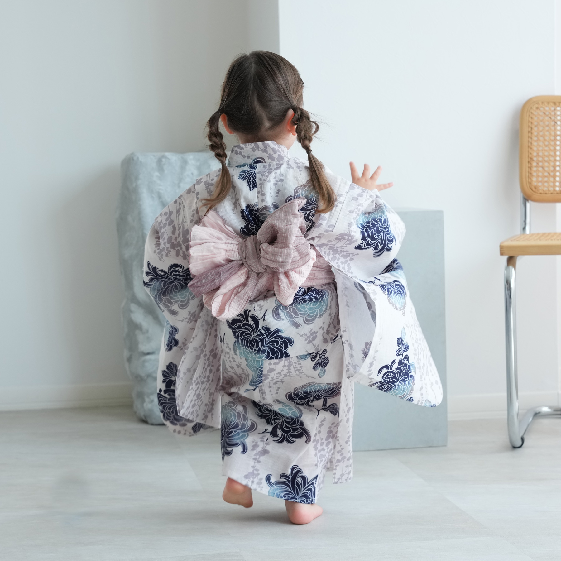 utatane 浴衣 子供 女の子 utatane kids 高級変わり織 子供浴衣3点