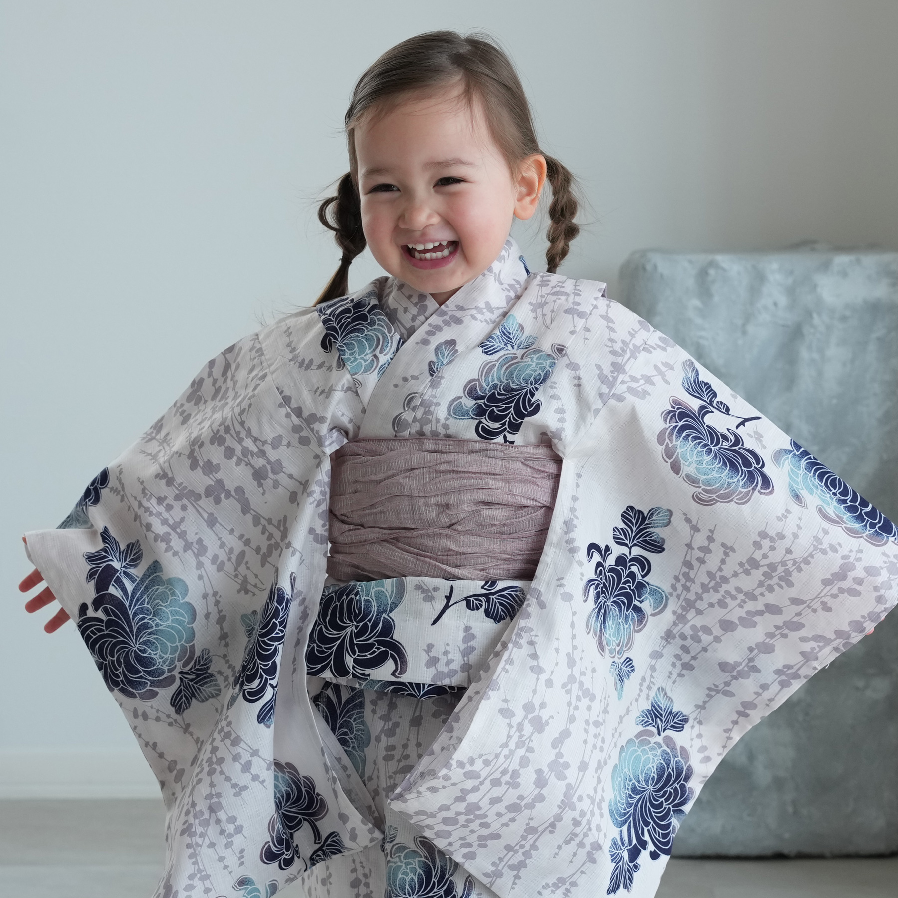 utatane 浴衣 子供 女の子 utatane kids 高級変わり織 子供浴衣3点