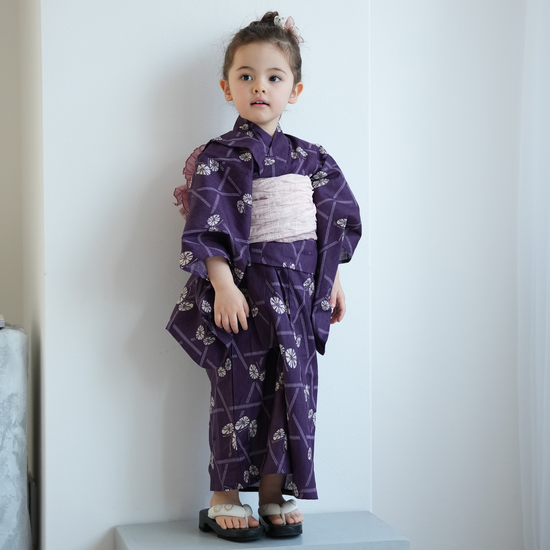浴衣 子供 女の子 ニコアンティーク kids 高級変わり織 子供浴衣3点