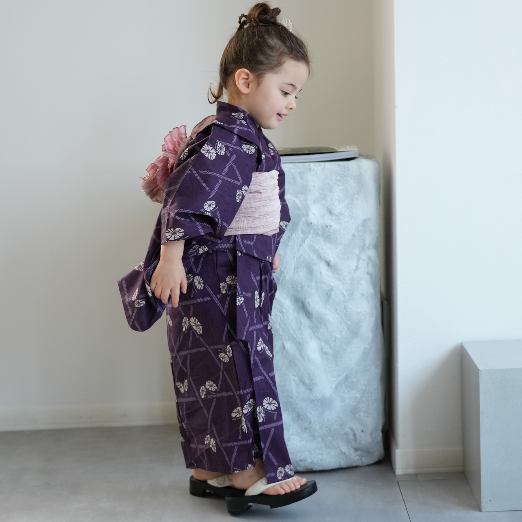 浴衣 子供 女の子 ニコアンティーク kids 高級変わり織 子供浴衣3点
