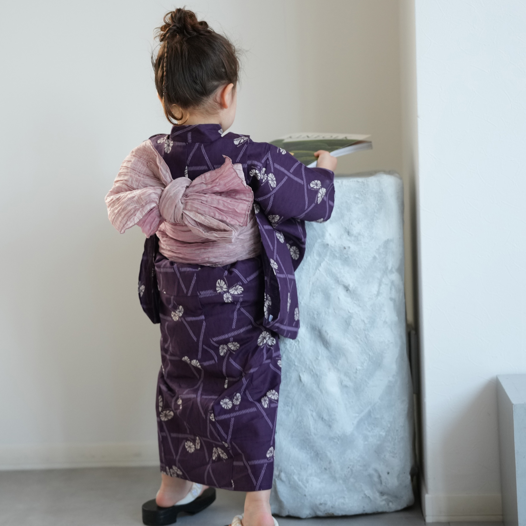 浴衣 子供 女の子 ニコアンティーク kids 高級変わり織 子供浴衣3点 