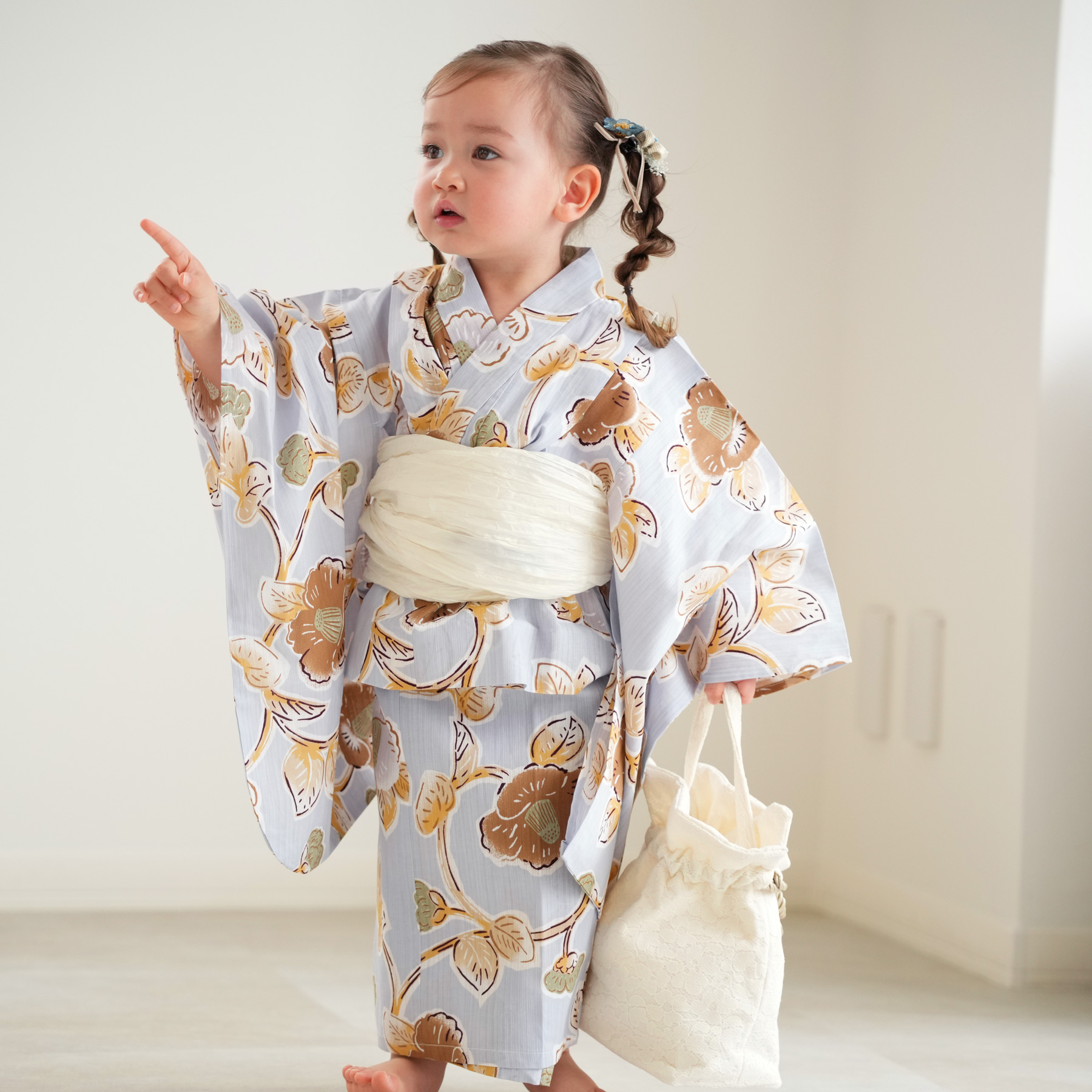 utatane　高級変わり織 子供浴衣 utatane 浴衣 子供 女の子 kids 高級変わり織 子供浴衣3点セット