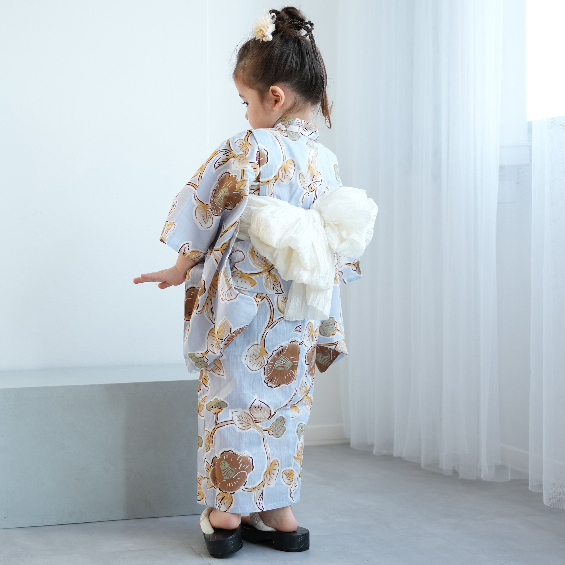 utatane 浴衣 子供 女の子 utatane kids 高級変わり織 子供浴衣3点