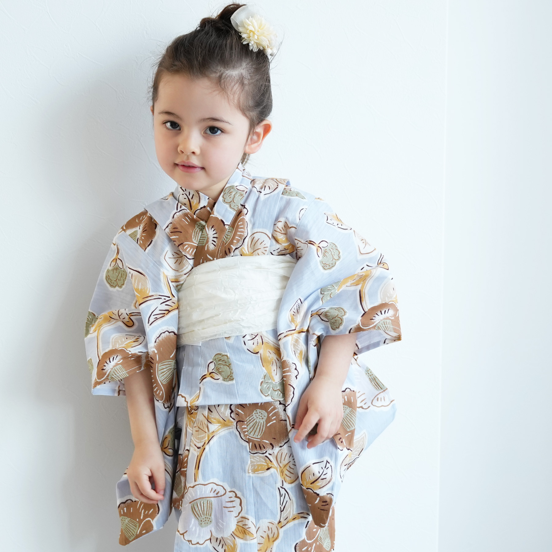 utatane 浴衣 子供 女の子 utatane kids 高級変わり織 子供浴衣3点