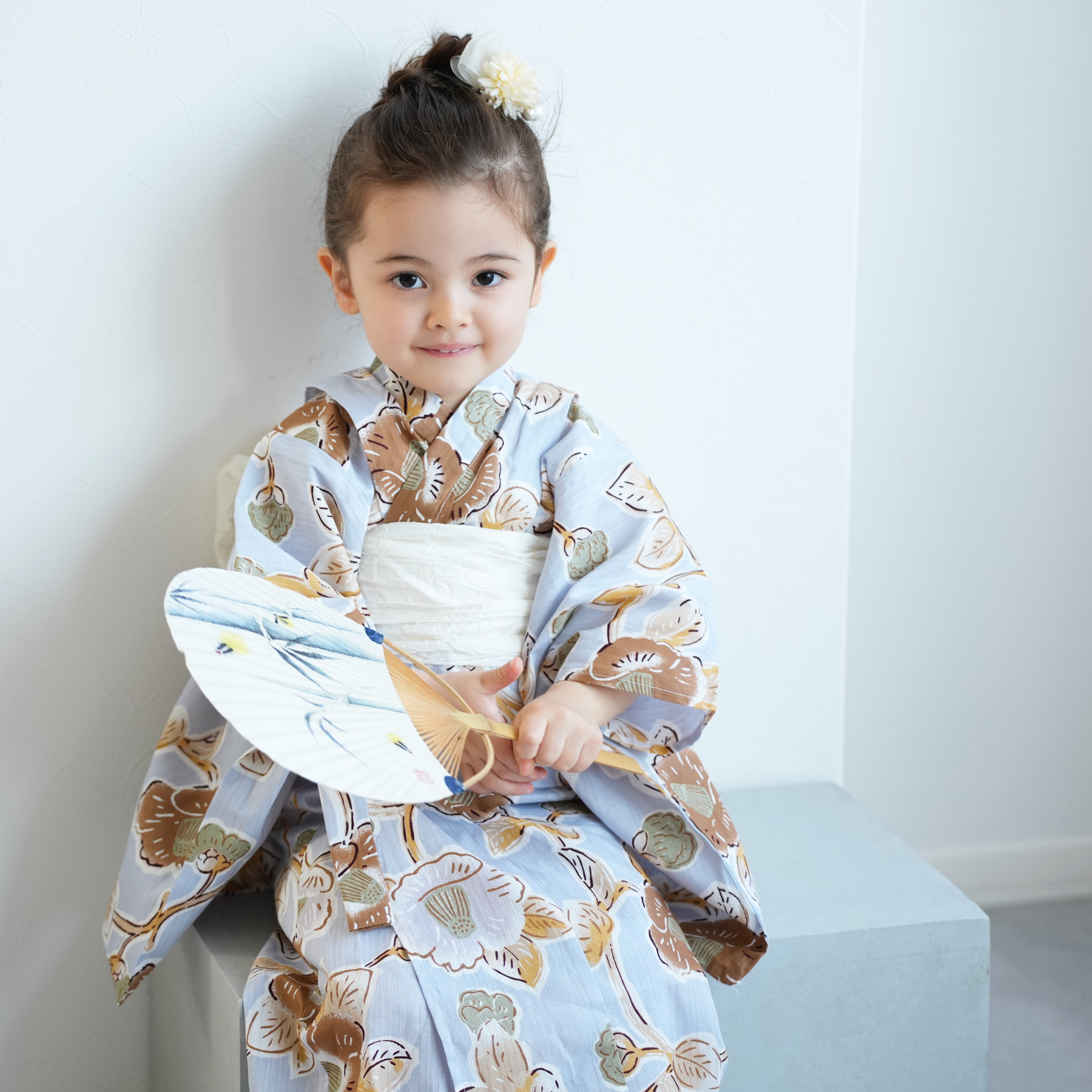 utatane 浴衣 子供 女の子 utatane kids 高級変わり織 子供浴衣3点