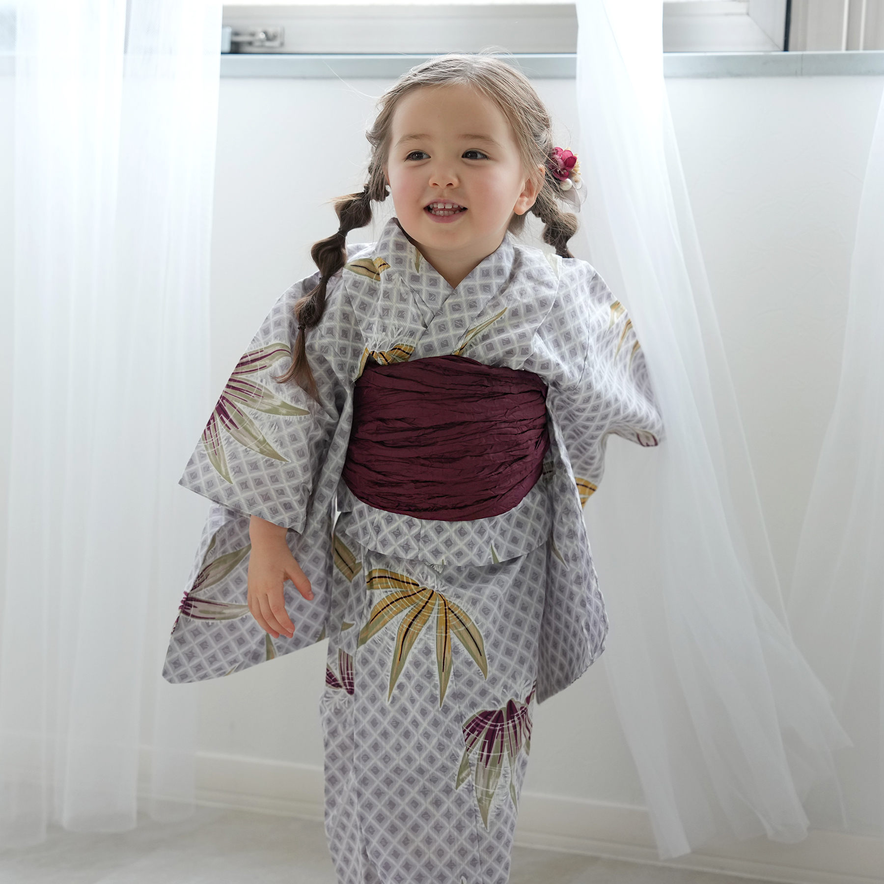 utatane 浴衣 子供 女の子 utatane kids 高級変わり織 子供浴衣3点