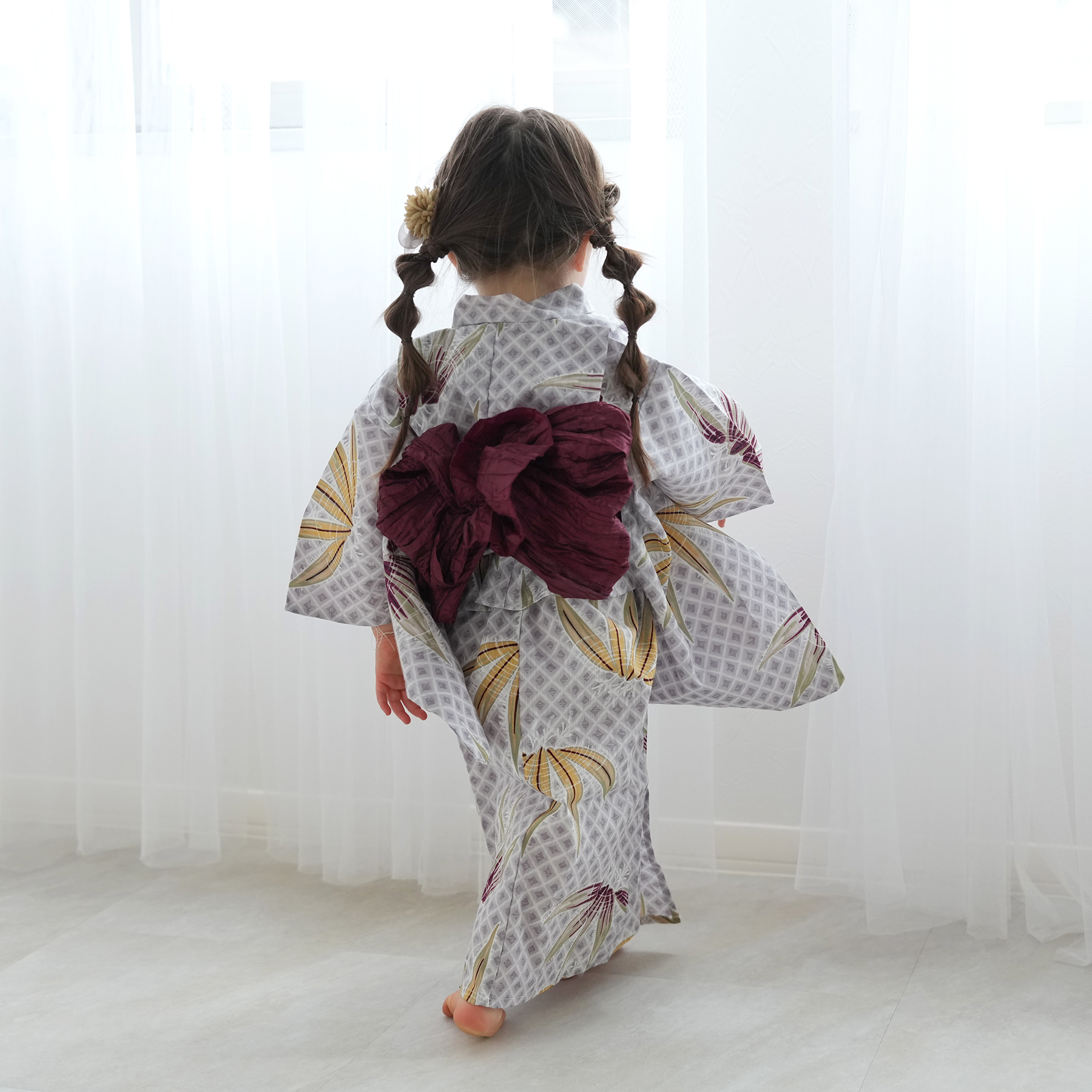 utatane 浴衣 子供 女の子 utatane kids 高級変わり織 子供浴衣3点