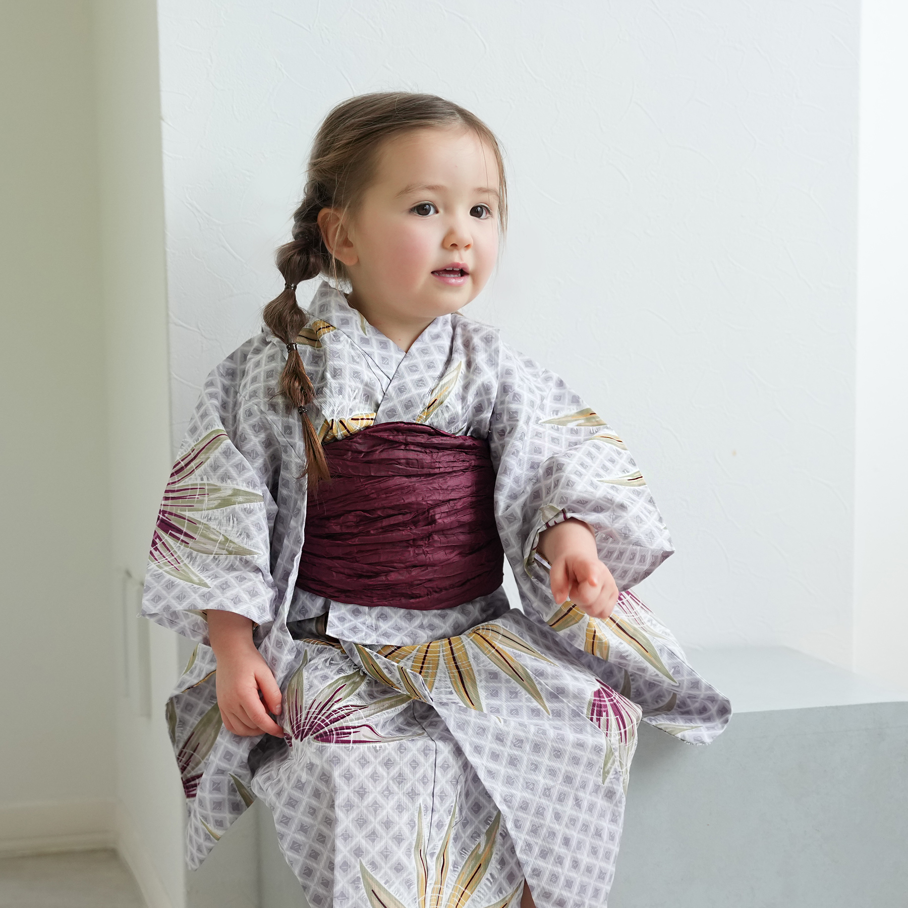 utatane 浴衣 子供 女の子 utatane kids 高級変わり織 子供浴衣3点