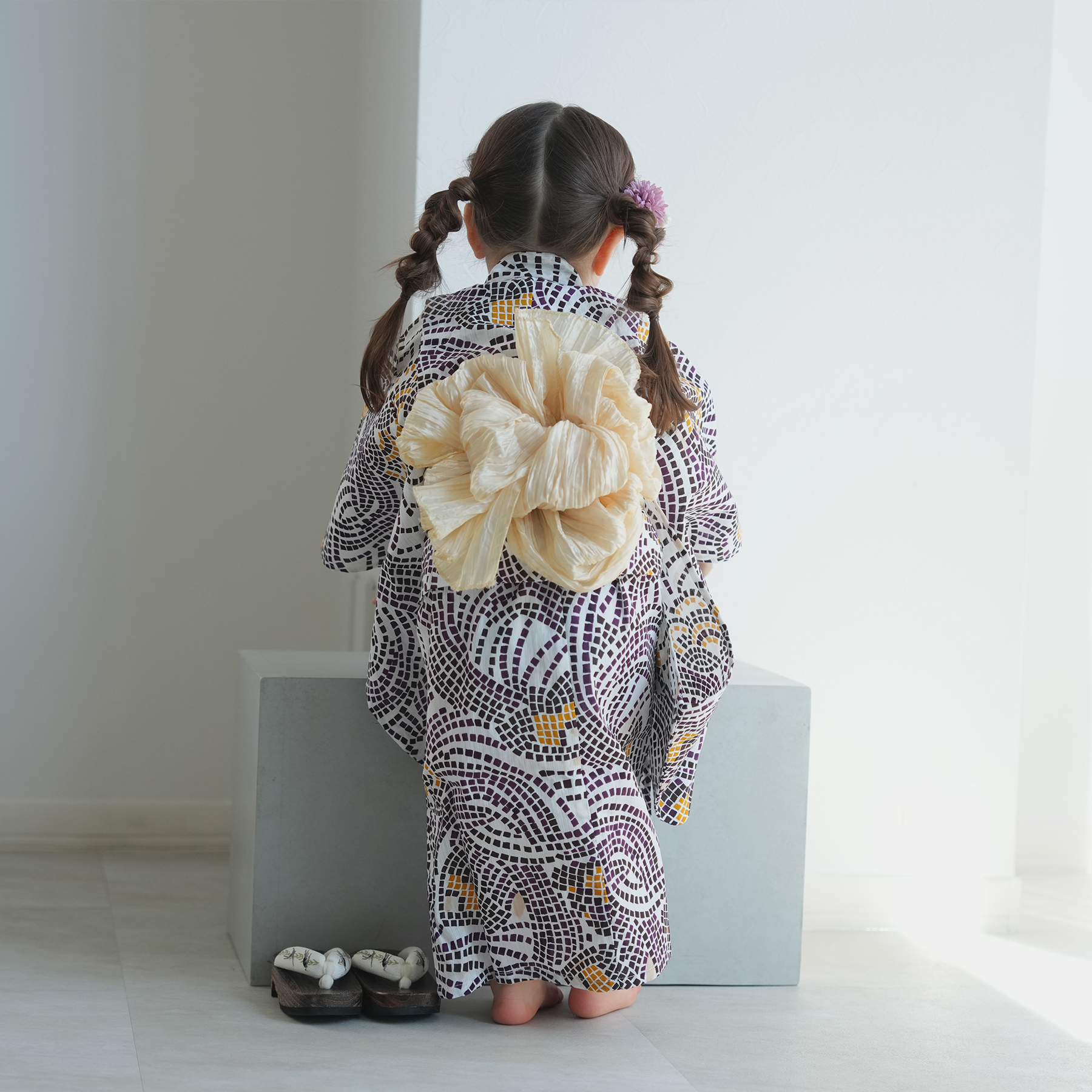 浴衣 子供 女の子 ニコアンティーク kids 高級変わり織 子供浴衣3点 
